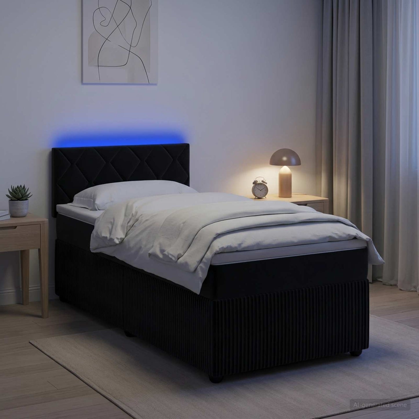 vidaXL Κρεβάτι box spring με στρώμα Μαύρο 100 x 200 cm Βελούδο