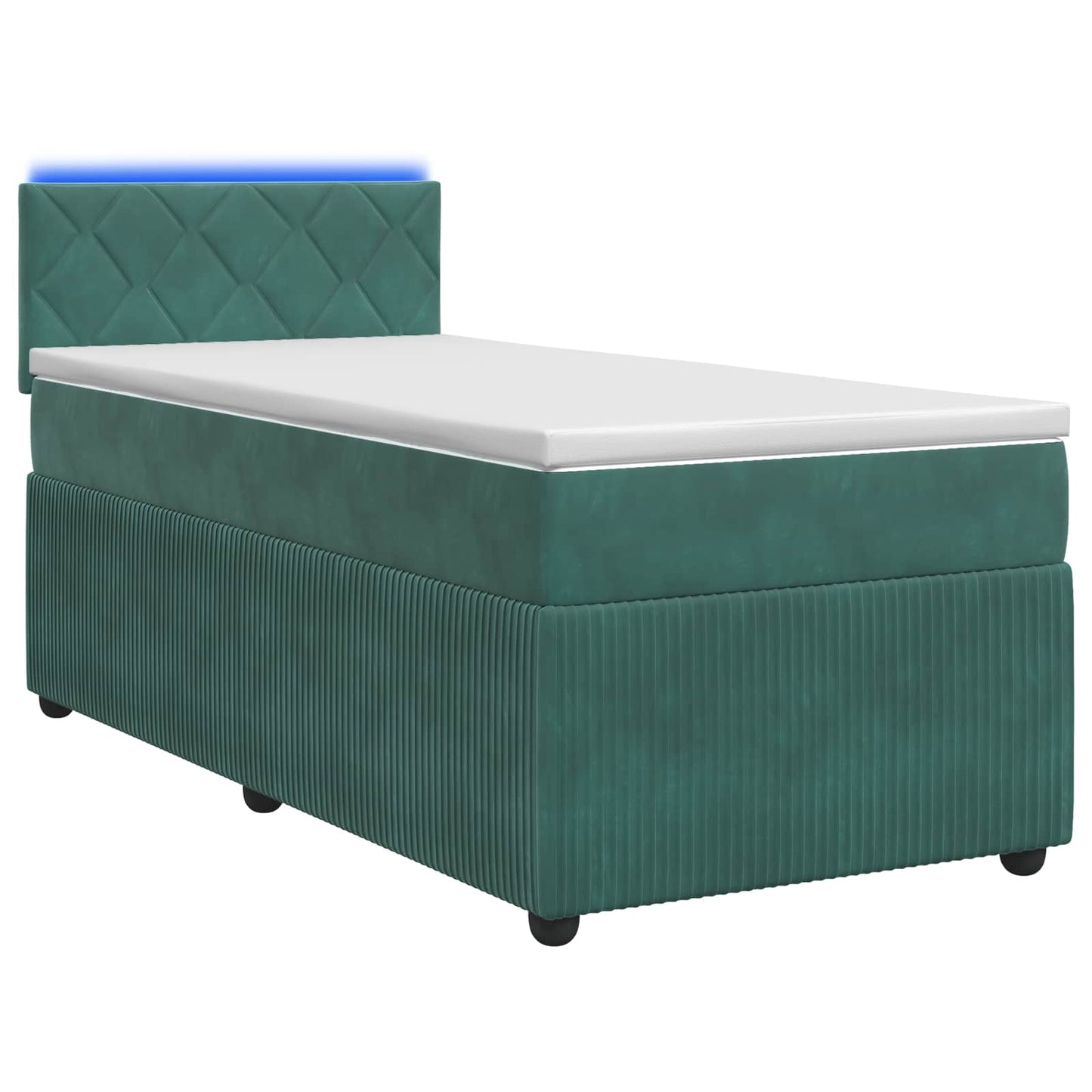 vidaXL Κρεβάτι box spring με στρώμα Σκούρο Πράσινο 80 x 200 cm Βελούδο