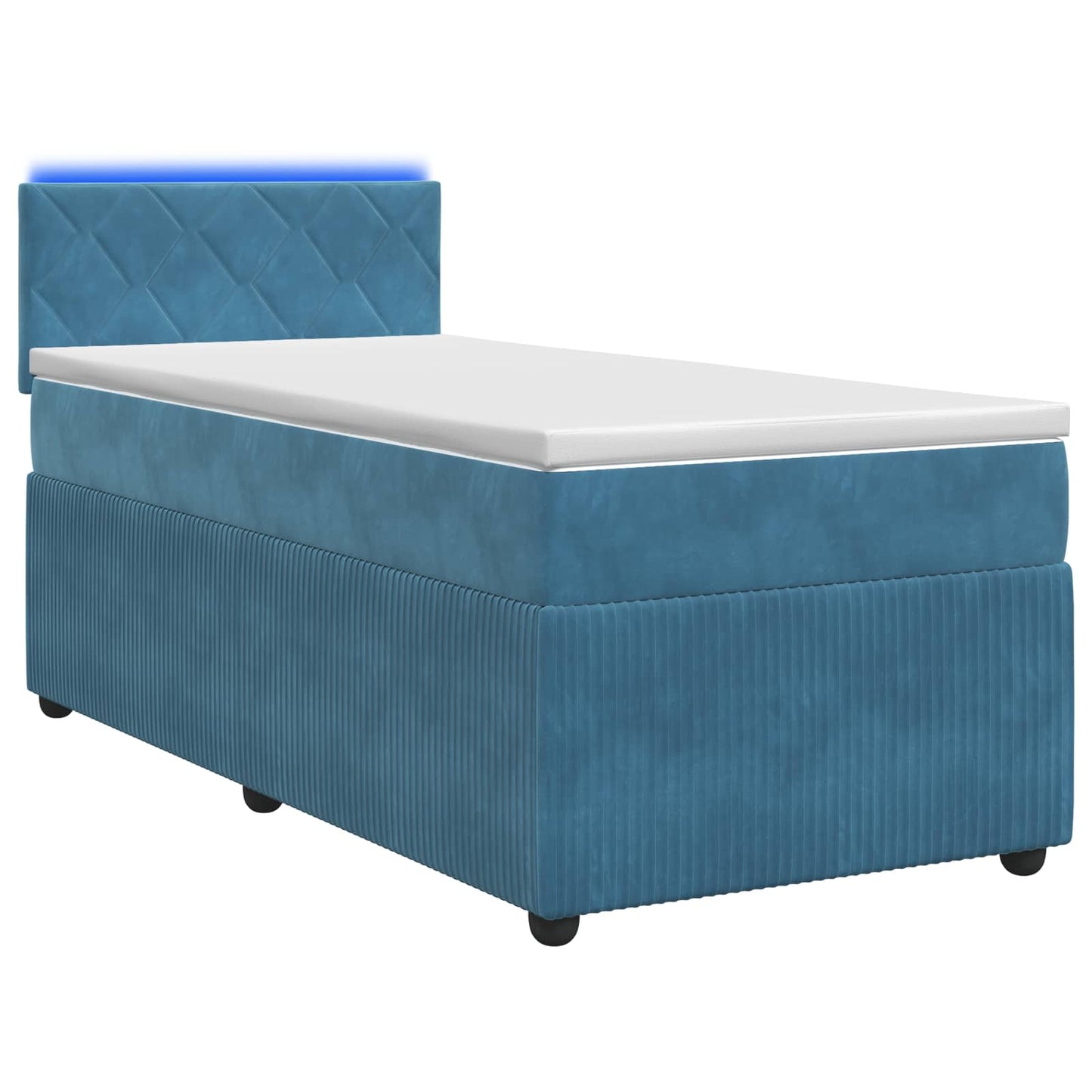 vidaXL Κρεβάτι box spring με στρώμα Μπλε 80 x 200 cm Βελούδο