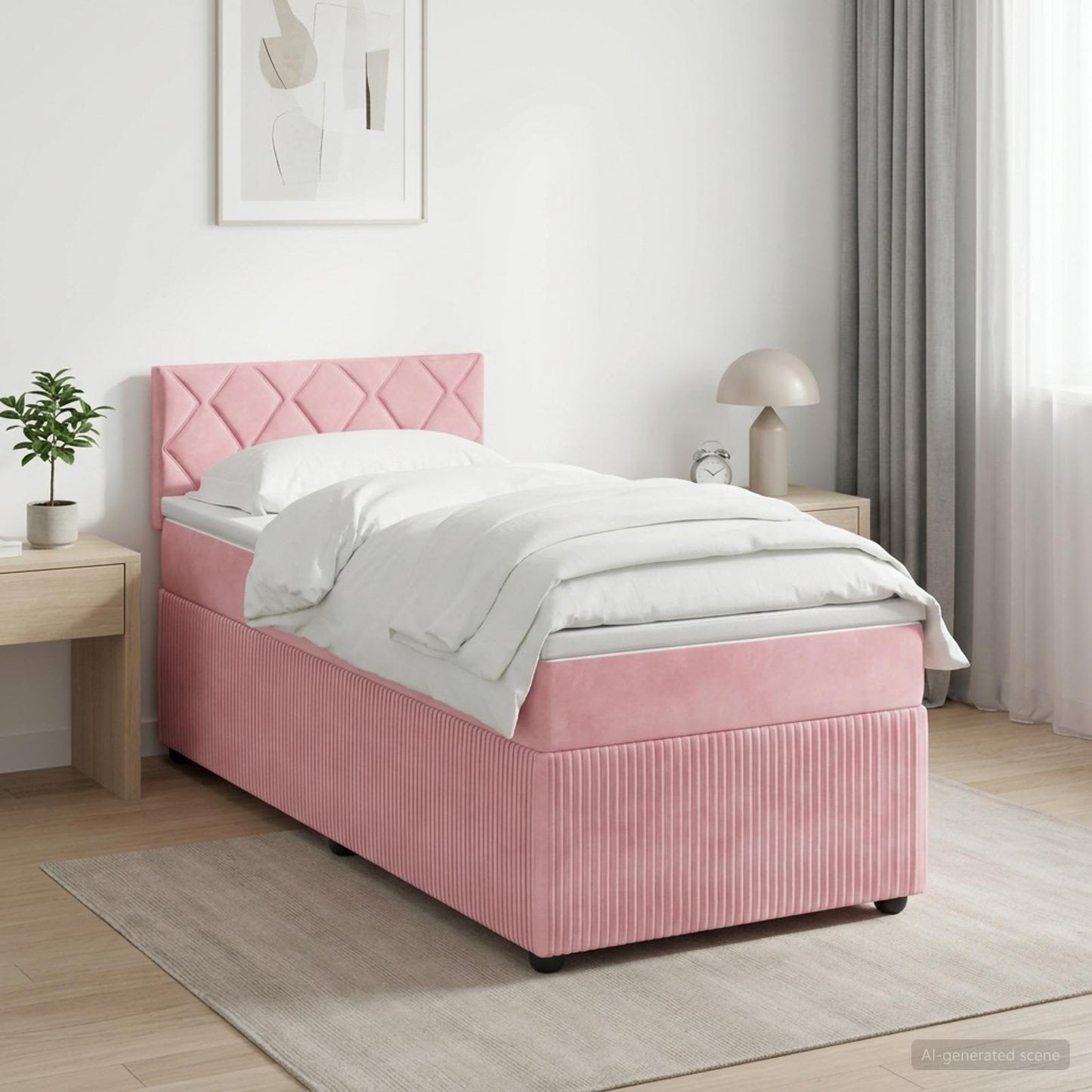 vidaXL Κρεβάτι box spring με στρώμα Ροζ 90 x 200 cm Βελούδο