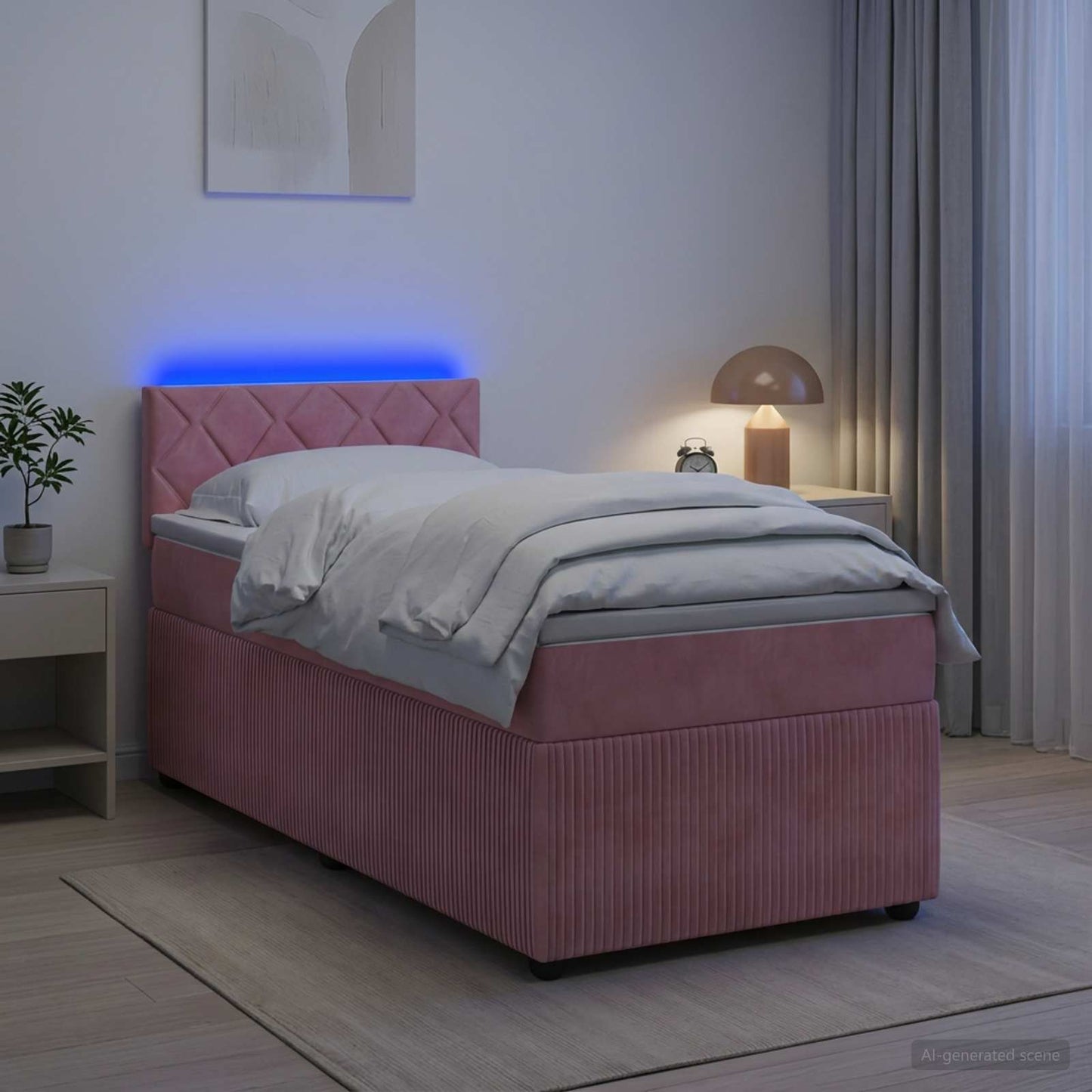 vidaXL Κρεβάτι box spring με στρώμα Ροζ 80 x 200 cm Βελούδο