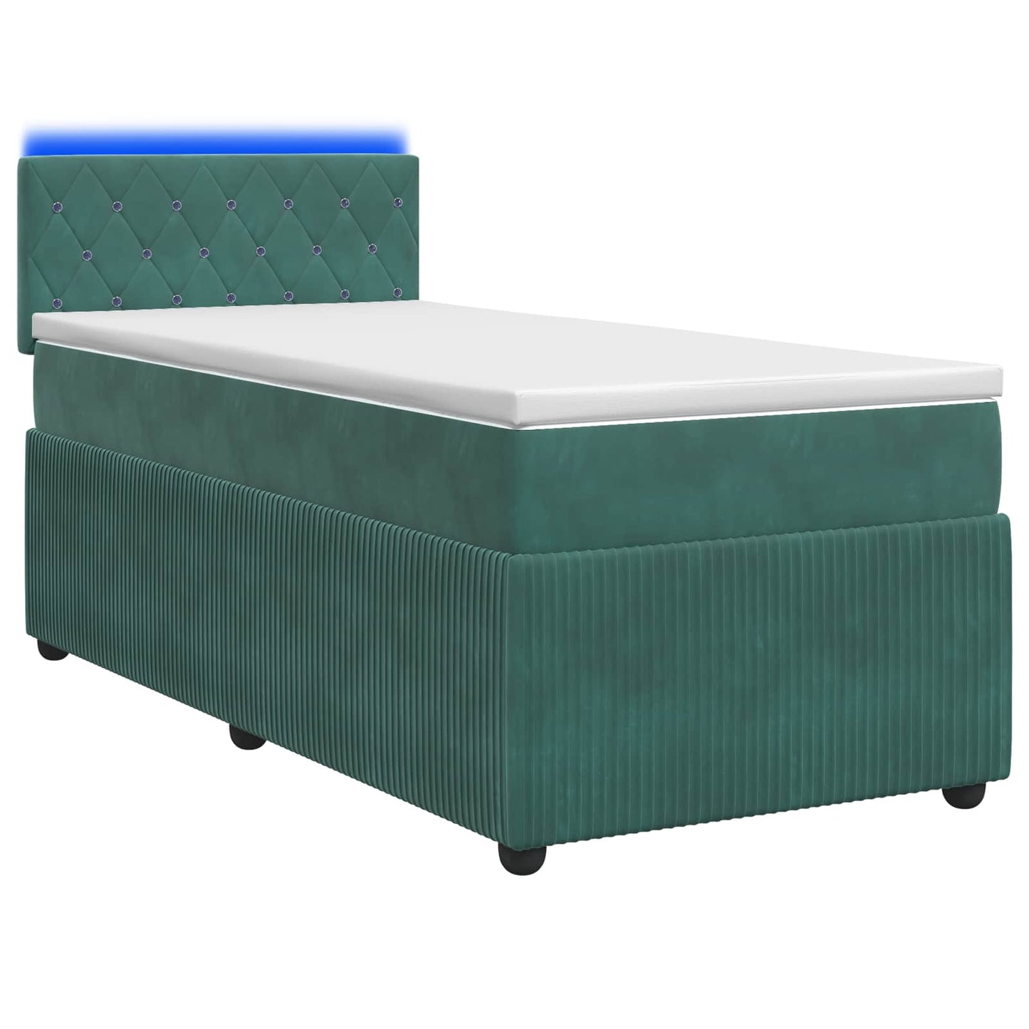 vidaXL Κρεβάτι box spring με στρώμα Σκούρο Πράσινο 90 x 190 cm Βελούδο