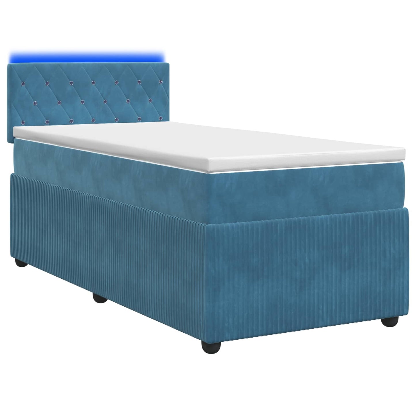 vidaXL Κρεβάτι box spring με στρώμα Μπλε 90 x 190 cm Βελούδο