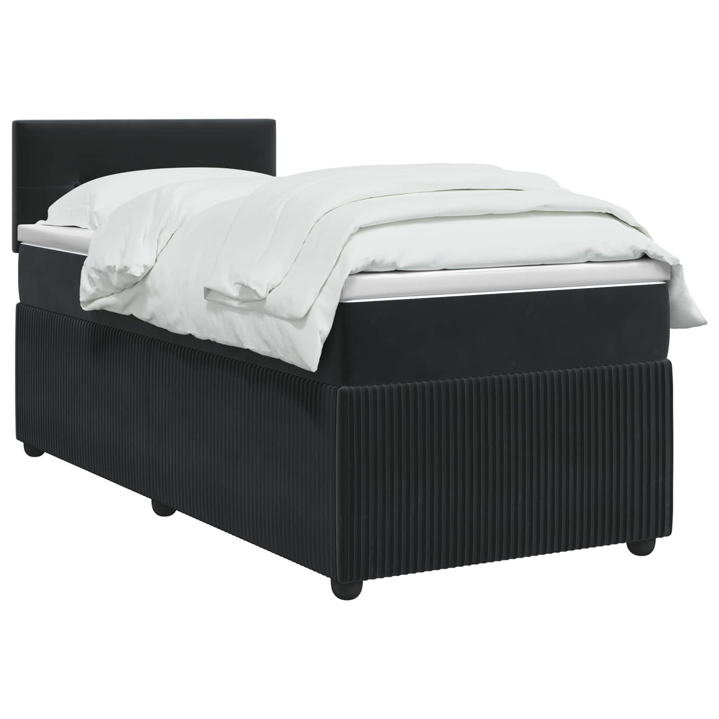 vidaXL Κρεβάτι box spring με στρώμα Μαύρο 90 x 190 cm Βελούδο