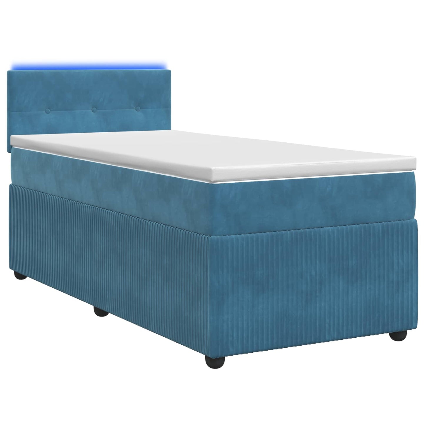 vidaXL Κρεβάτι box spring με στρώμα Μπλε 90 x 190 cm Βελούδο