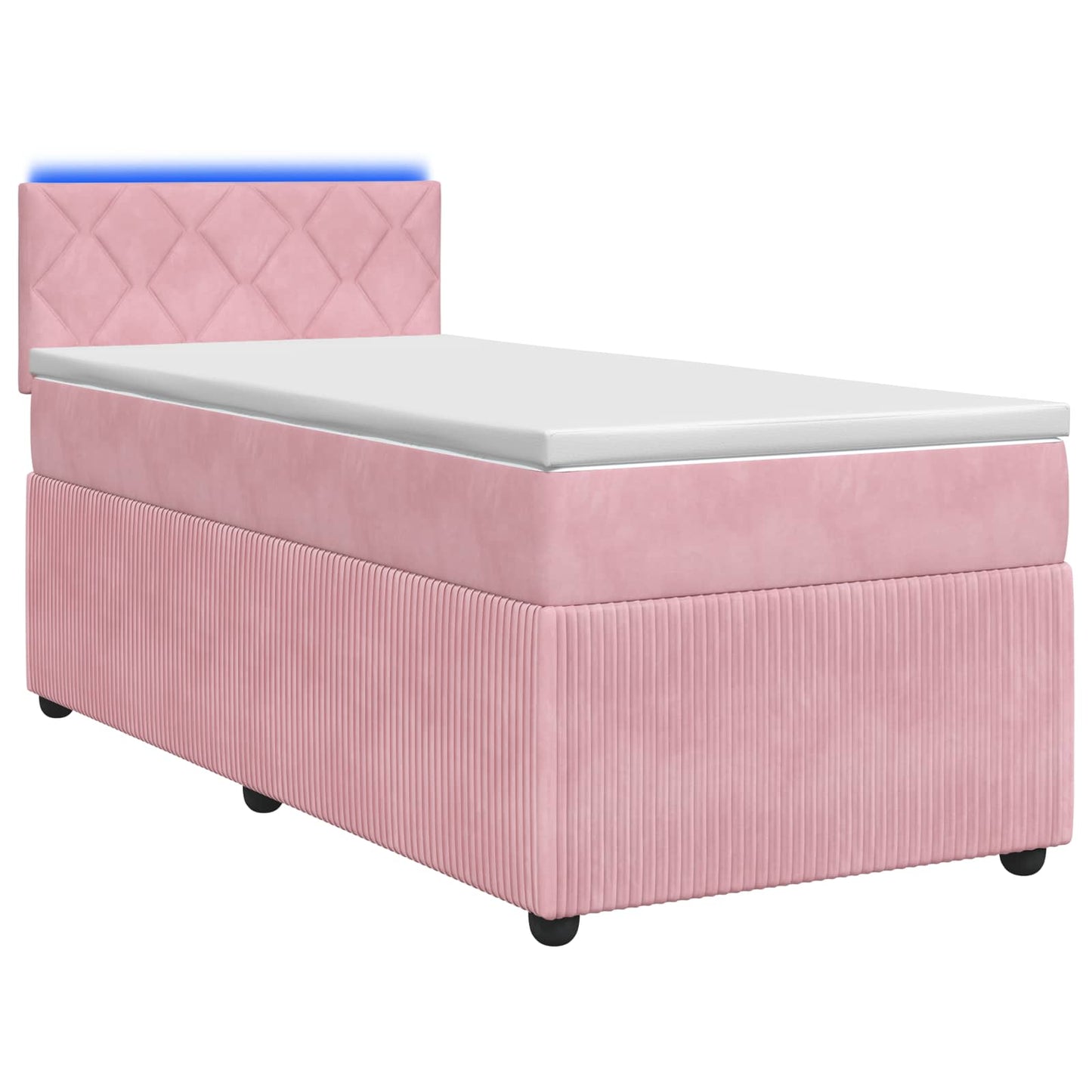 vidaXL Κρεβάτι box spring με στρώμα Ροζ 90 x 190 cm Βελούδο