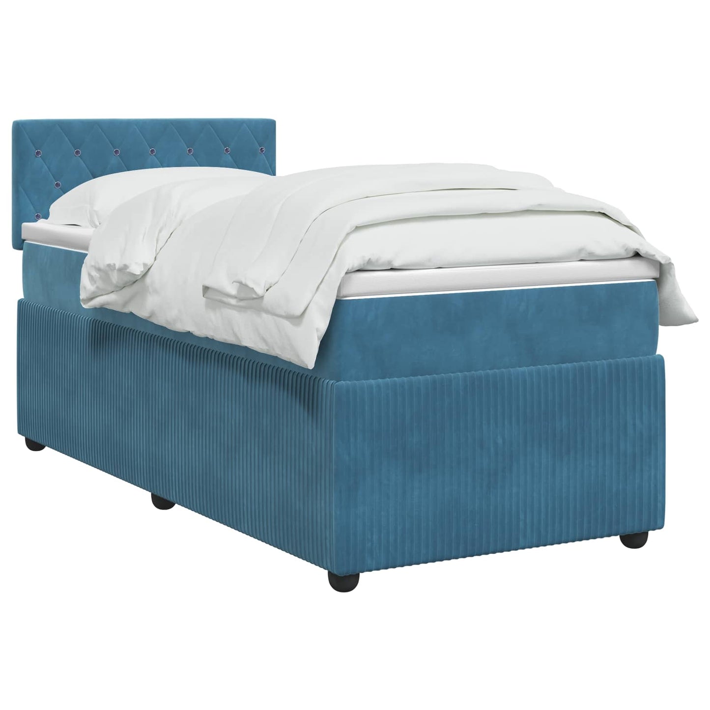 vidaXL Κρεβάτι box spring με στρώμα Μπλε 90 x 200 cm Βελούδο