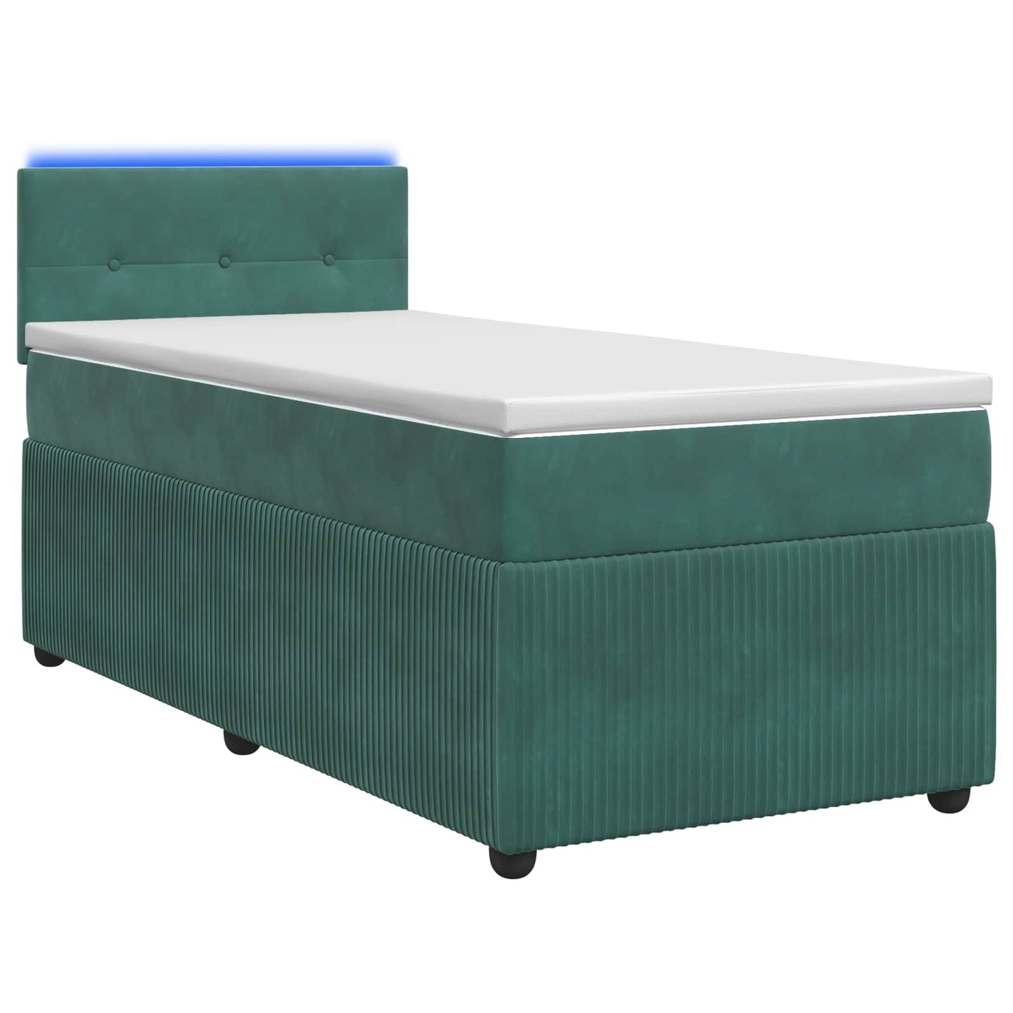 vidaXL Κρεβάτι box spring με στρώμα Σκούρο Πράσινο 90 x 200 cm Βελούδο