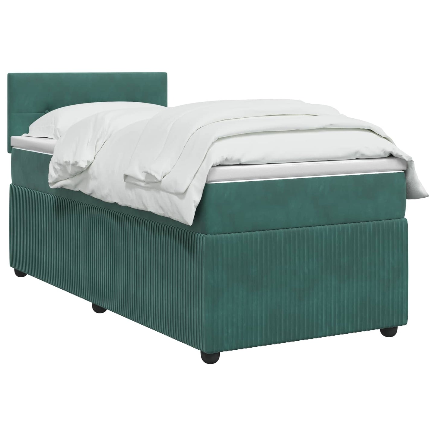 vidaXL Κρεβάτι box spring με στρώμα Σκούρο Πράσινο 90 x 200 cm Βελούδο