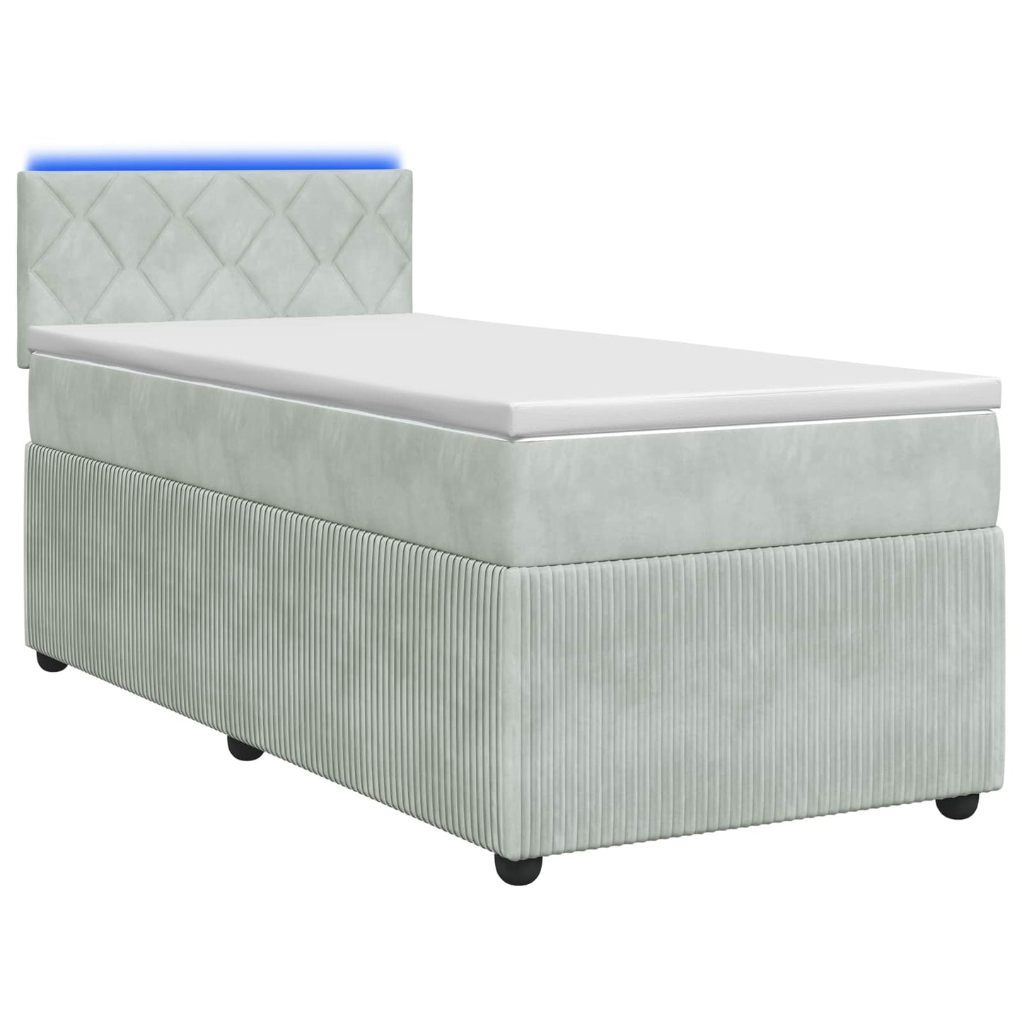 vidaXL Κρεβάτι box spring με στρώμα Ανοιχτό γκρι 90 x 200 cm Βελούδο