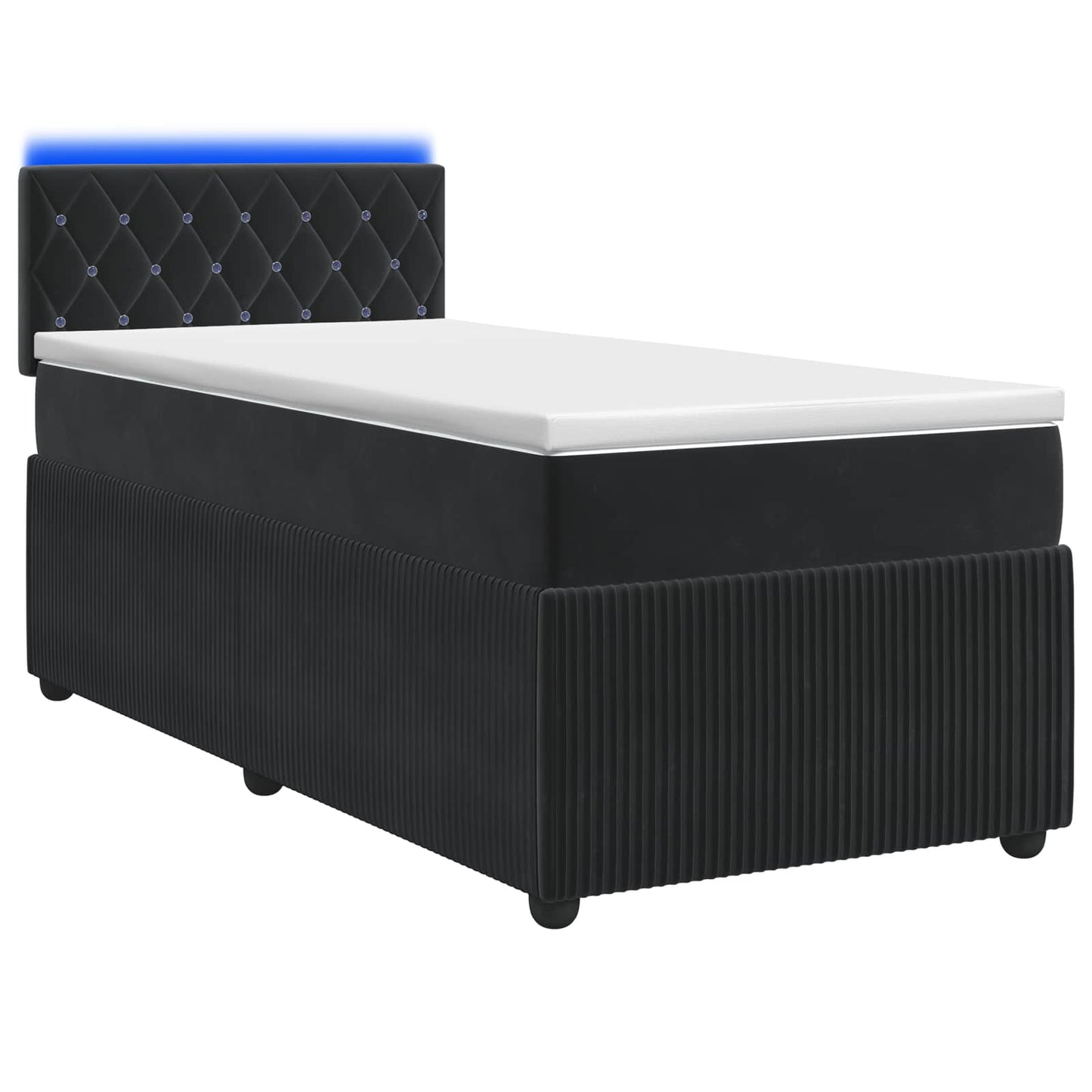 vidaXL Κρεβάτι box spring με στρώμα Μαύρο 100 x 200 cm Βελούδο