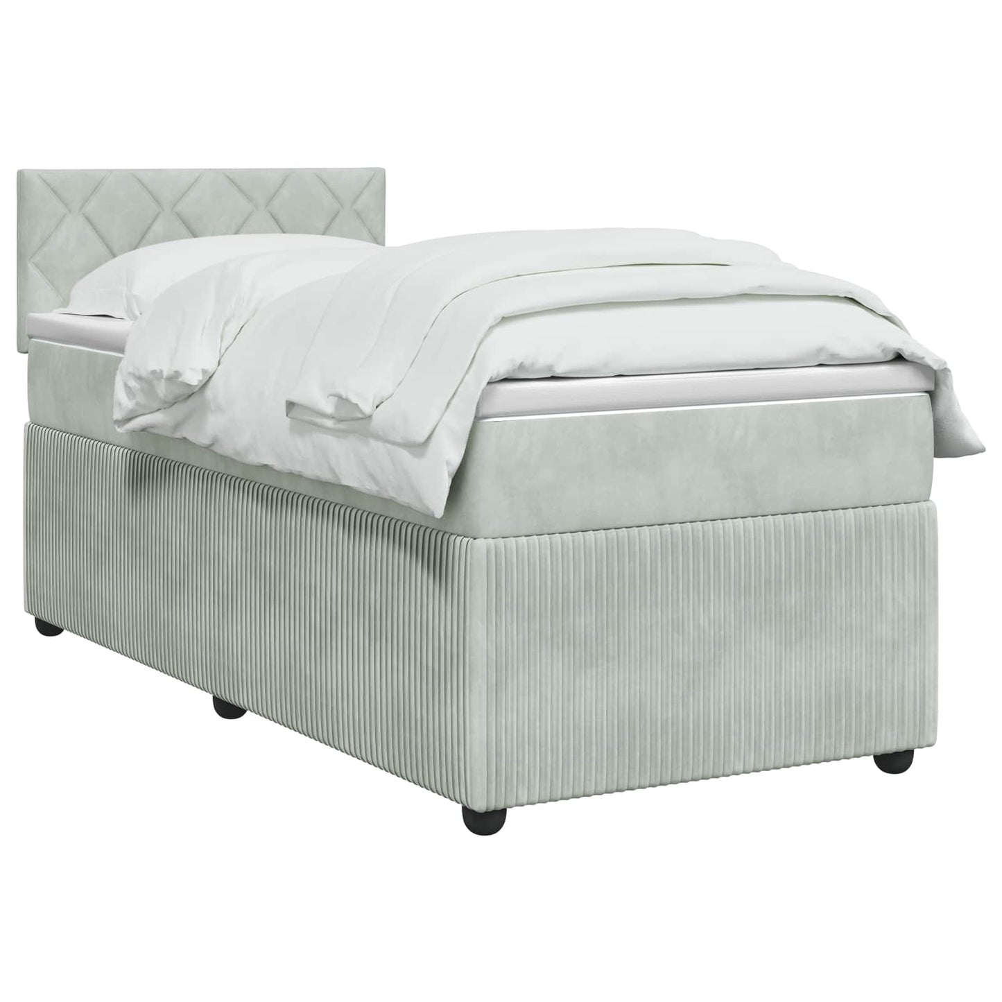 vidaXL Κρεβάτι box spring με στρώμα Ανοιχτό γκρι 100 x 200 cm Βελούδο
