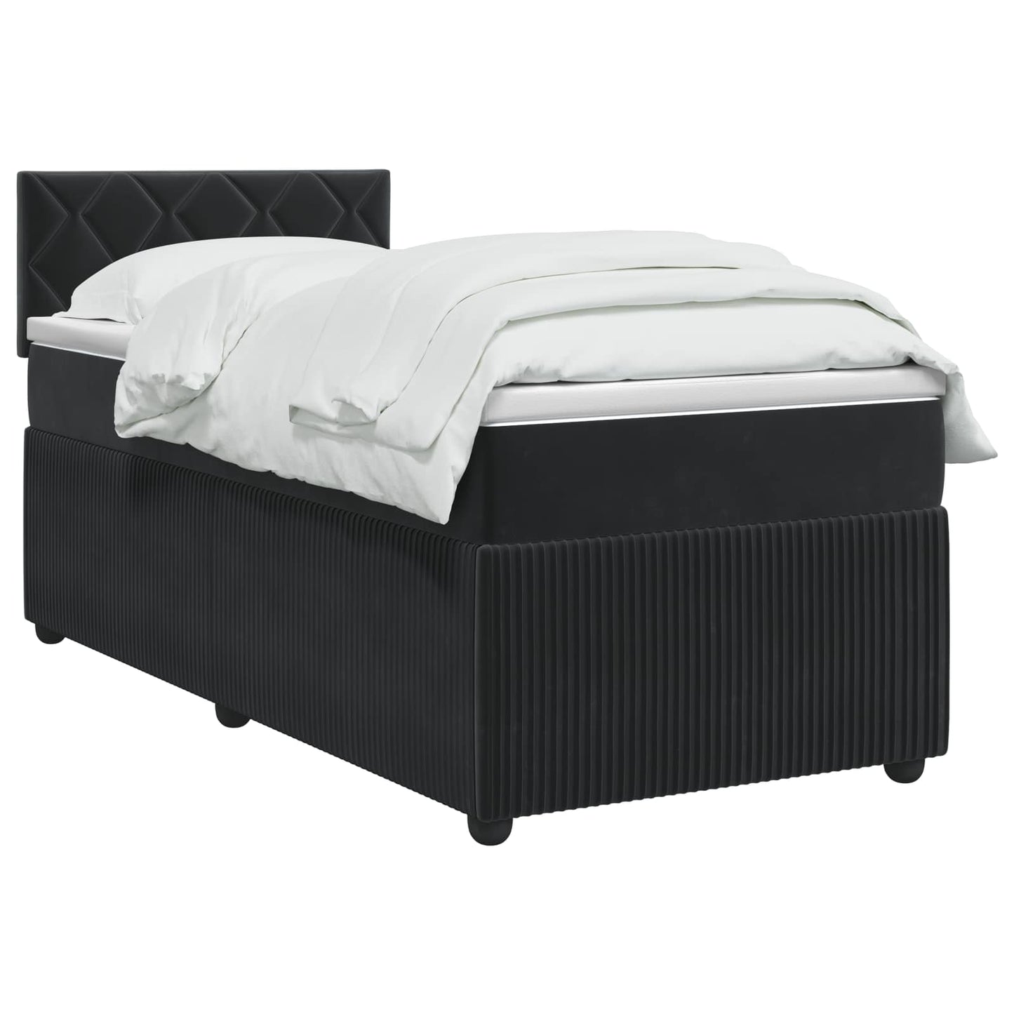 vidaXL Κρεβάτι box spring με στρώμα Μαύρο 100 x 200 cm Βελούδο