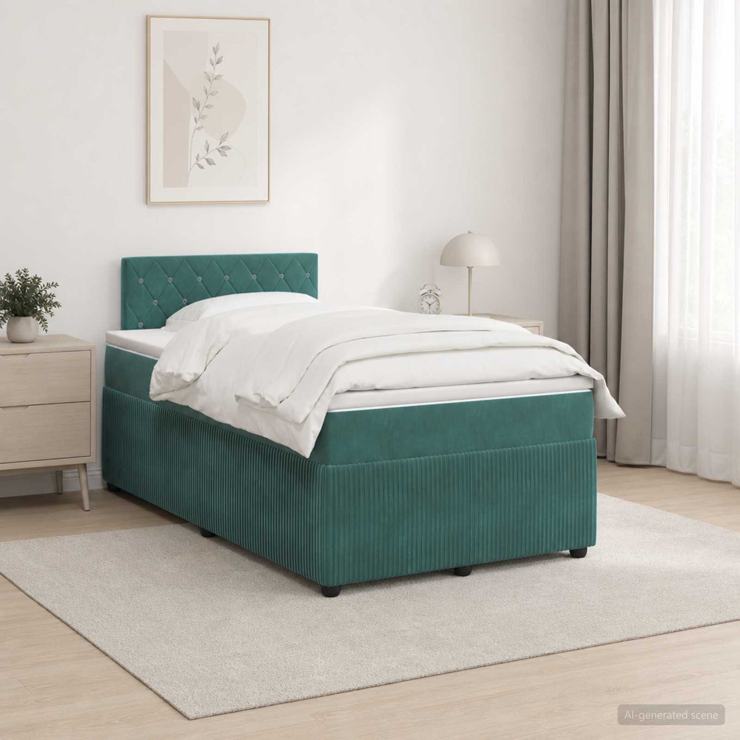 vidaXL Κρεβάτι box spring με στρώμα Σκούρο Πράσινο 120 x 190 cm