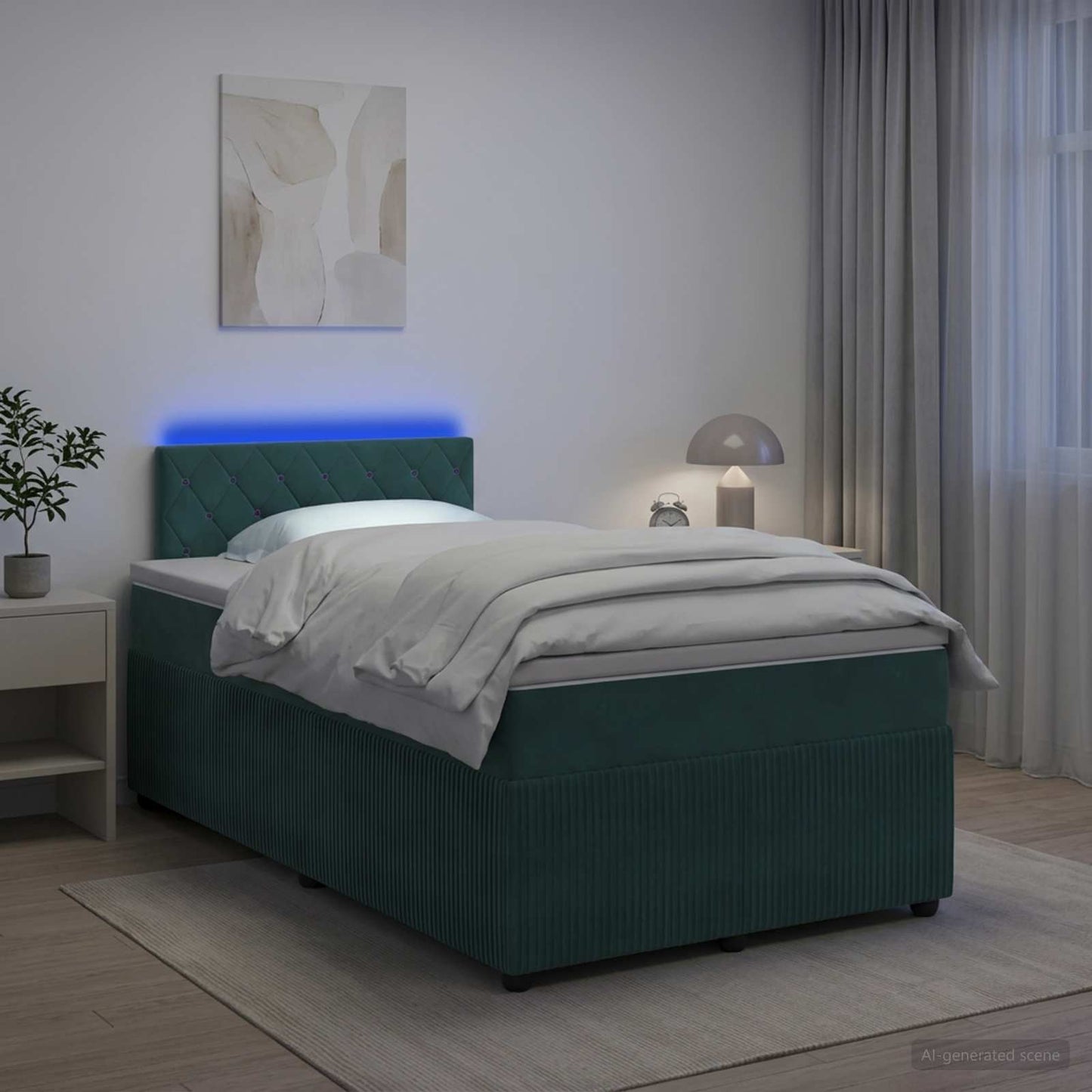 vidaXL Κρεβάτι box spring με στρώμα Σκούρο Πράσινο 120 x 200 cm