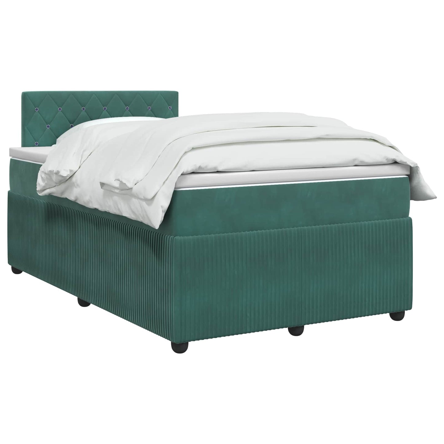 vidaXL Κρεβάτι box spring με στρώμα Σκούρο Πράσινο 120 x 190 cm