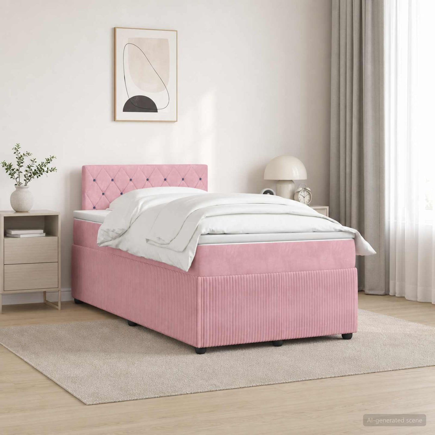 vidaXL Κρεβάτι box spring με στρώμα Ροζ 120 x 190 cm Βελούδο