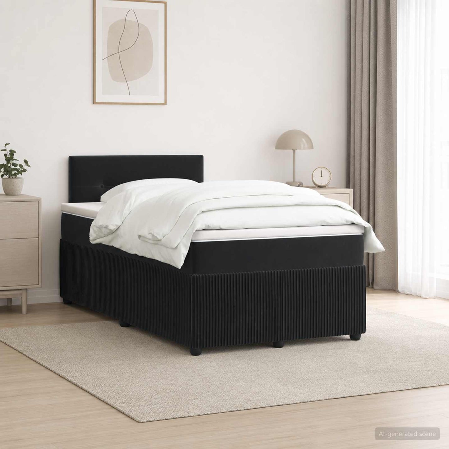 vidaXL Κρεβάτι box spring με στρώμα Μαύρο 120 x 190 cm Βελούδο