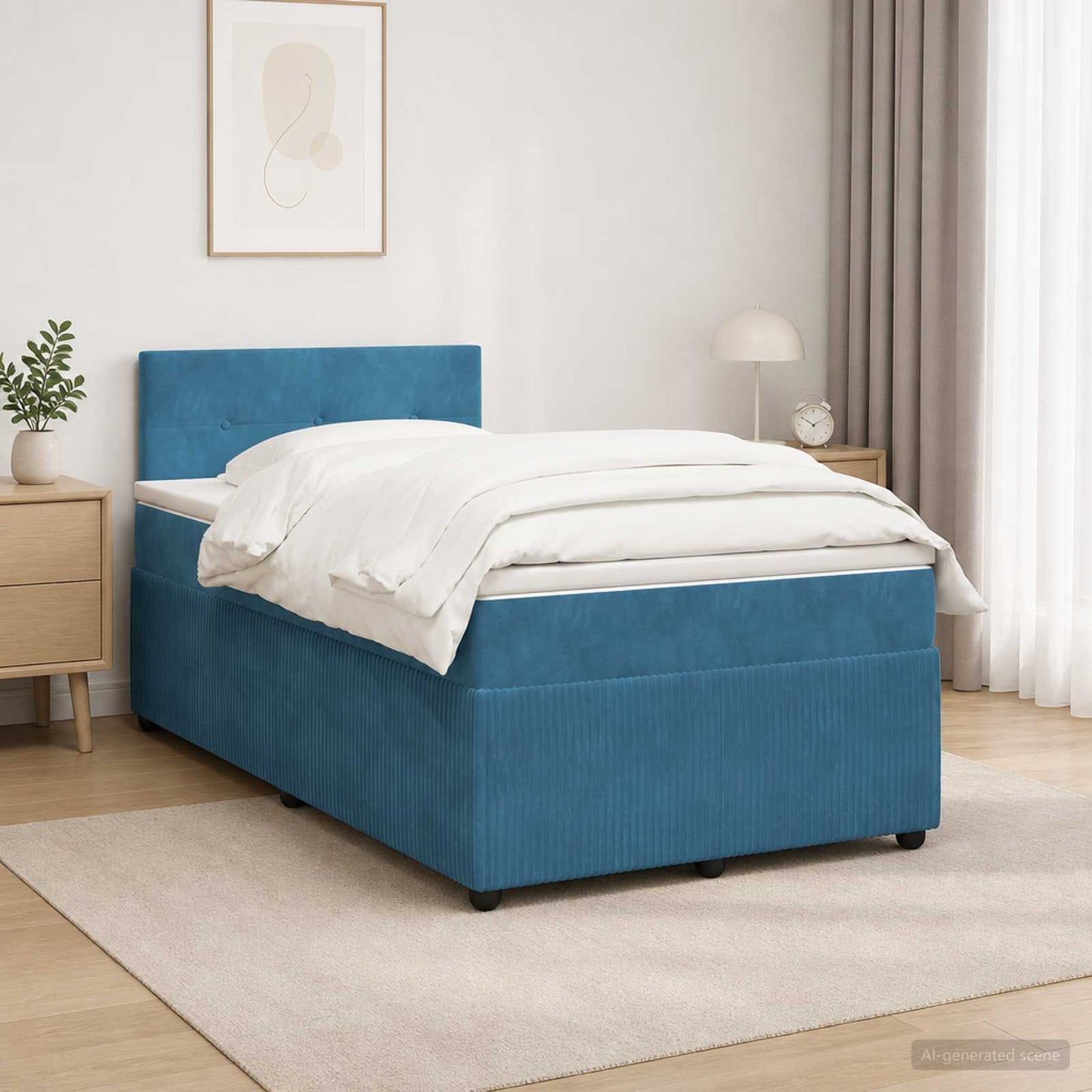 vidaXL Κρεβάτι box spring με στρώμα Μπλε 120 x 190 cm Βελούδο