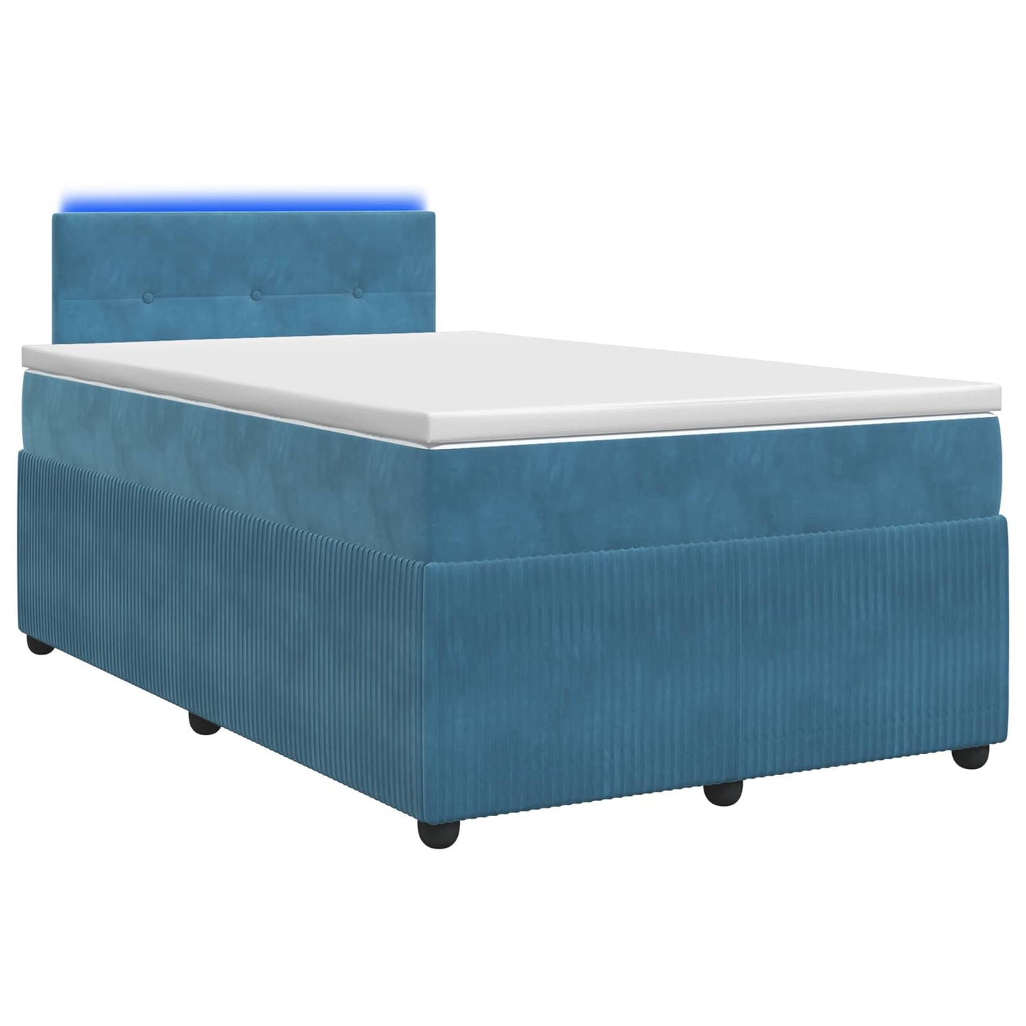 vidaXL Κρεβάτι box spring με στρώμα Μπλε 120 x 190 cm Βελούδο