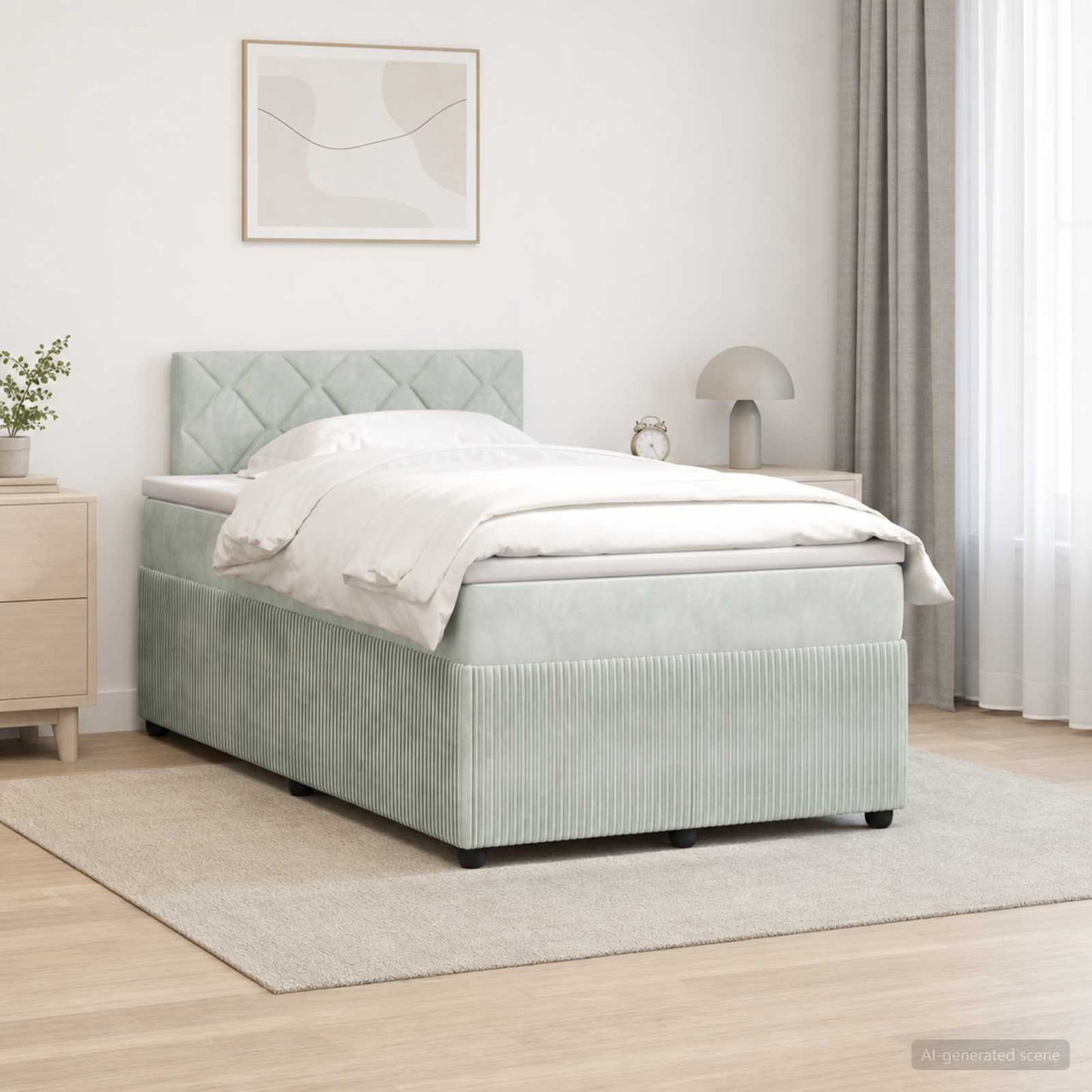 vidaXL Κρεβάτι box spring με στρώμα Ανοιχτό γκρι 120 x 200 cm Βελούδο