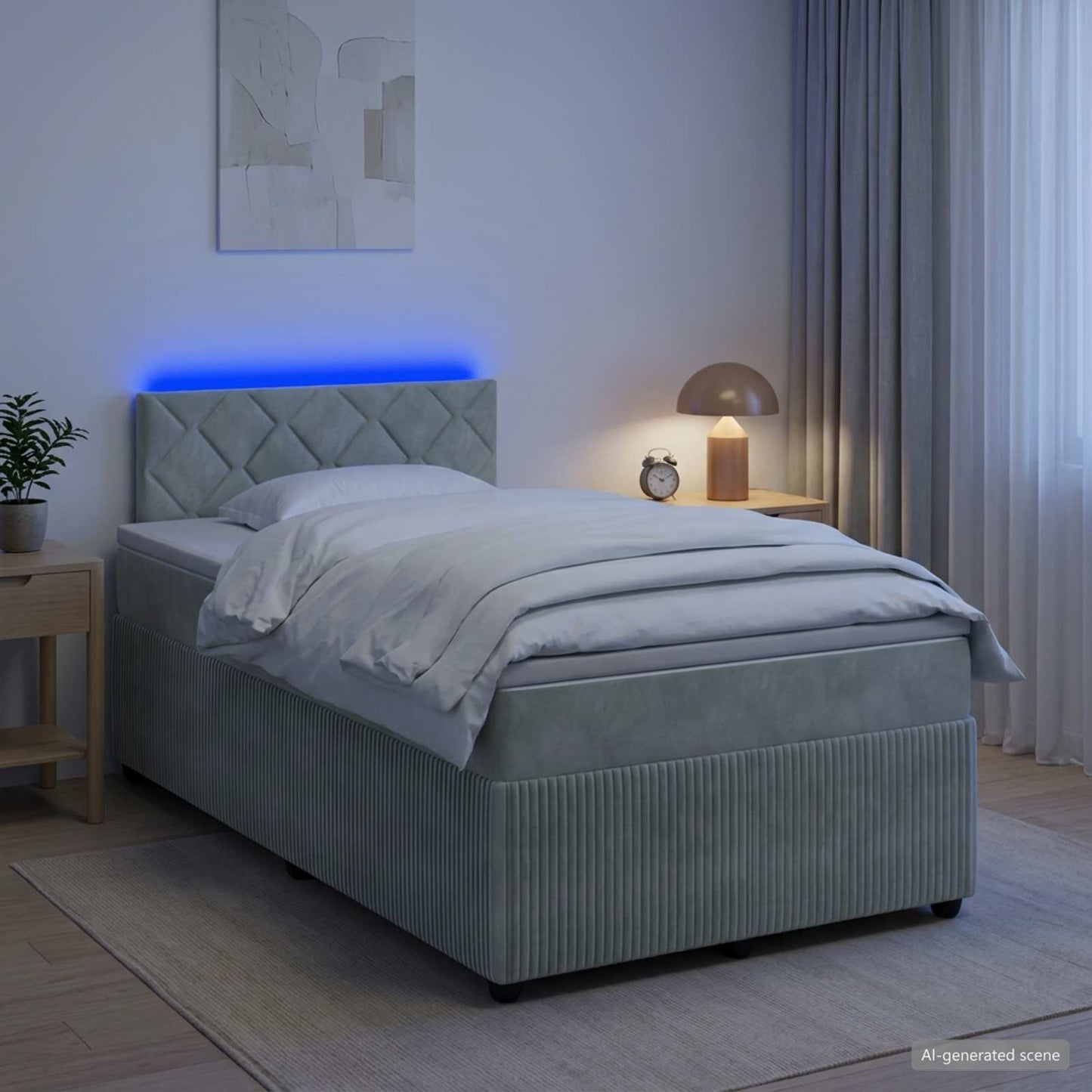vidaXL Κρεβάτι box spring με στρώμα Ανοιχτό γκρι 120 x 190 cm Βελούδο