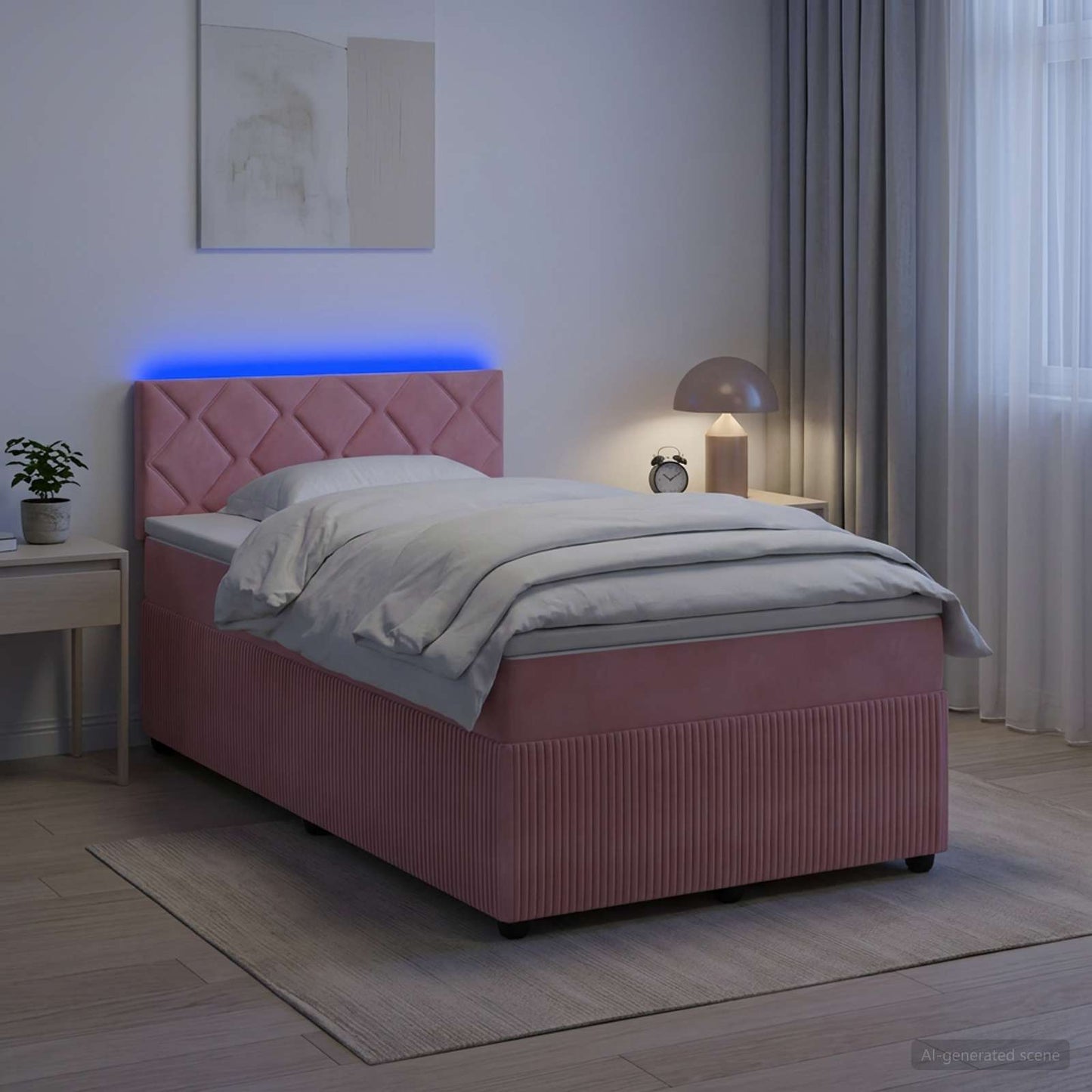 vidaXL Κρεβάτι box spring με στρώμα Ροζ 120 x 190 cm Βελούδο