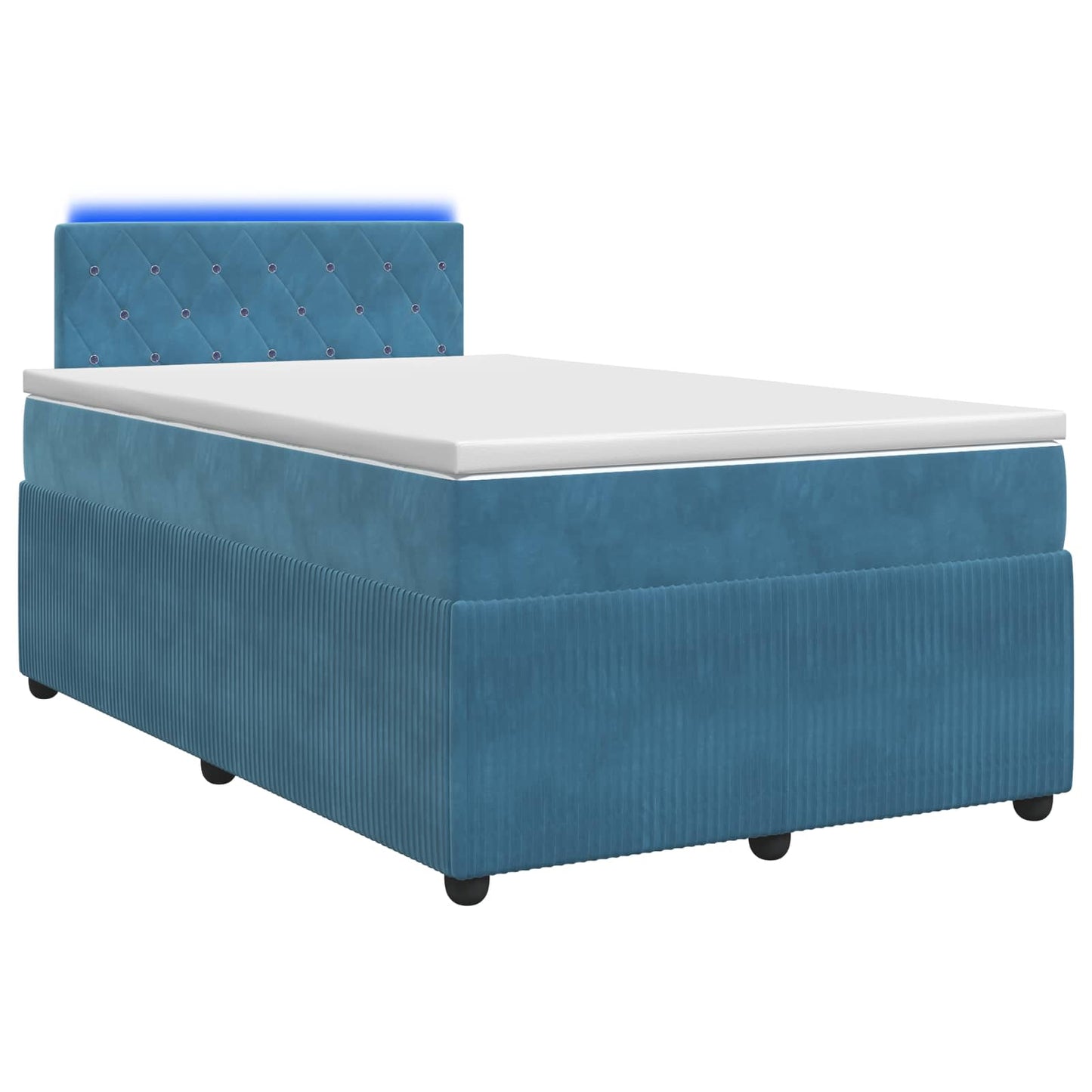 vidaXL Κρεβάτι box spring με στρώμα Μπλε 120 x 200 cm Βελούδο