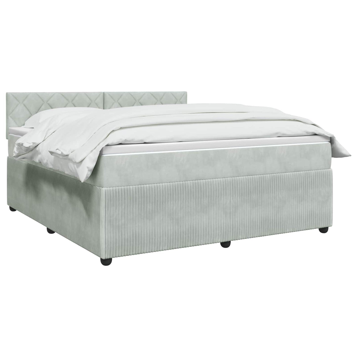 vidaXL Κρεβάτι box spring με στρώμα Ανοιχτό γκρι 140 x 190 cm Βελούδο