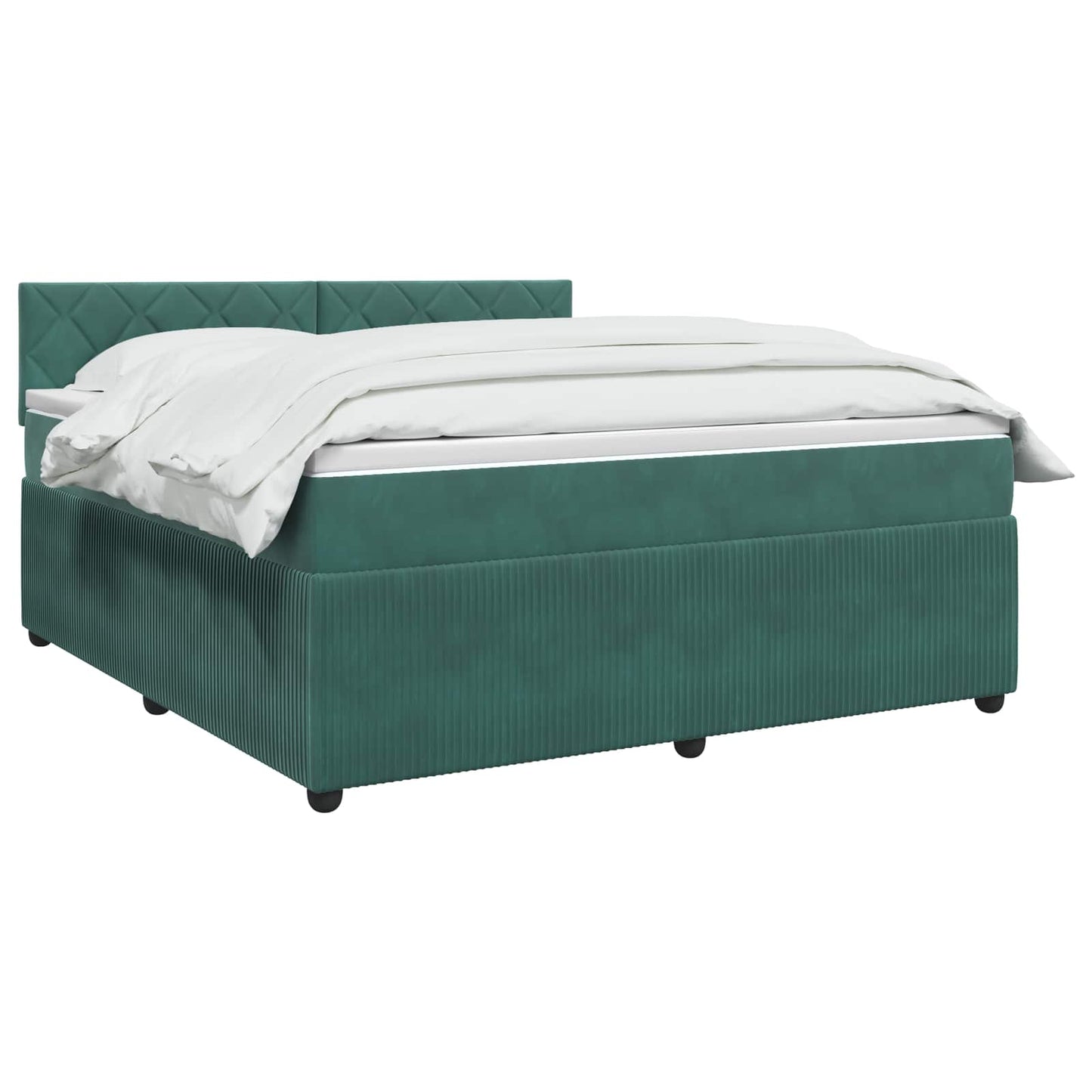 vidaXL Κρεβάτι box spring με στρώμα Σκούρο Πράσινο 140 x 190 cm