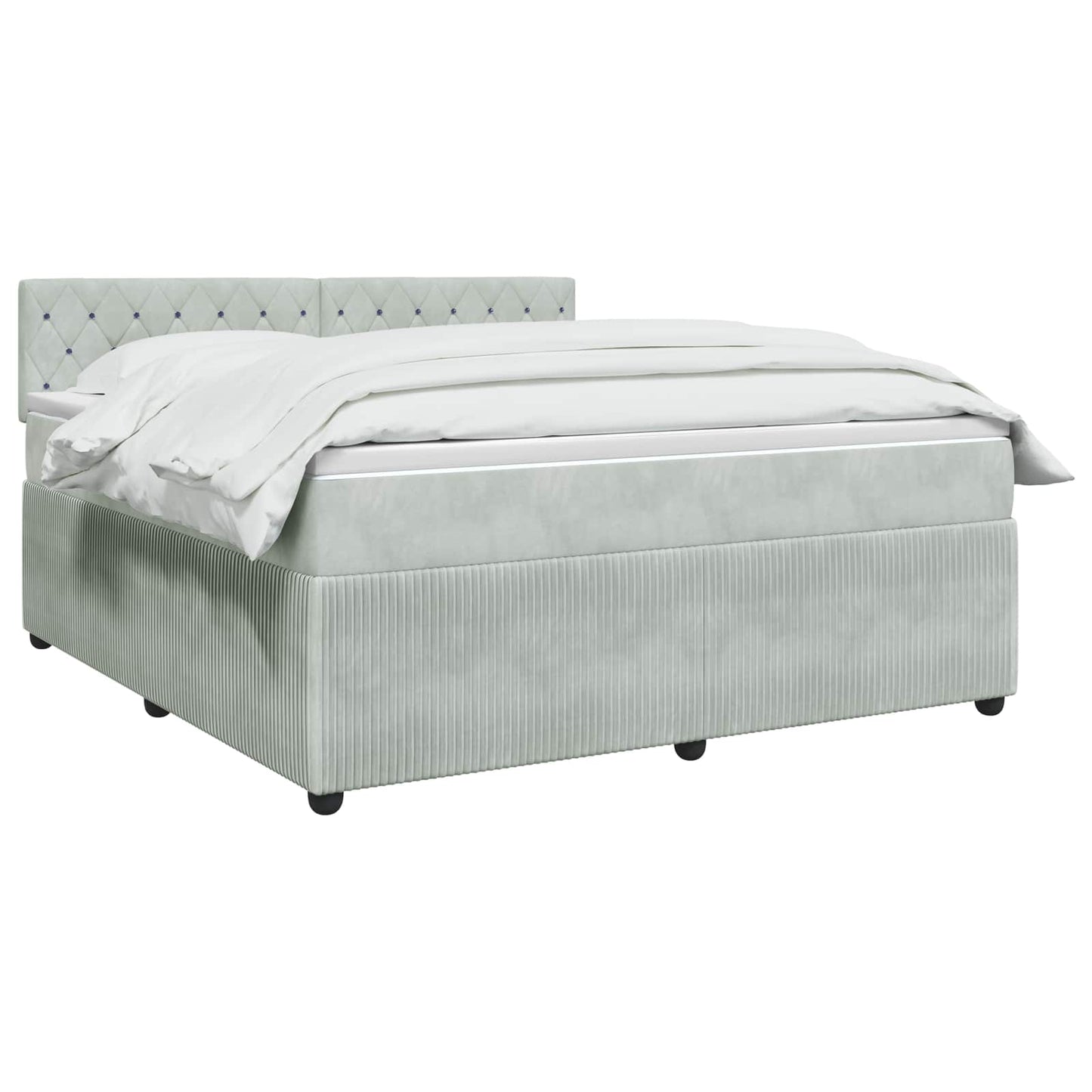 vidaXL Κρεβάτι box spring με στρώμα Ανοιχτό γκρι 140 x 200 cm Βελούδο