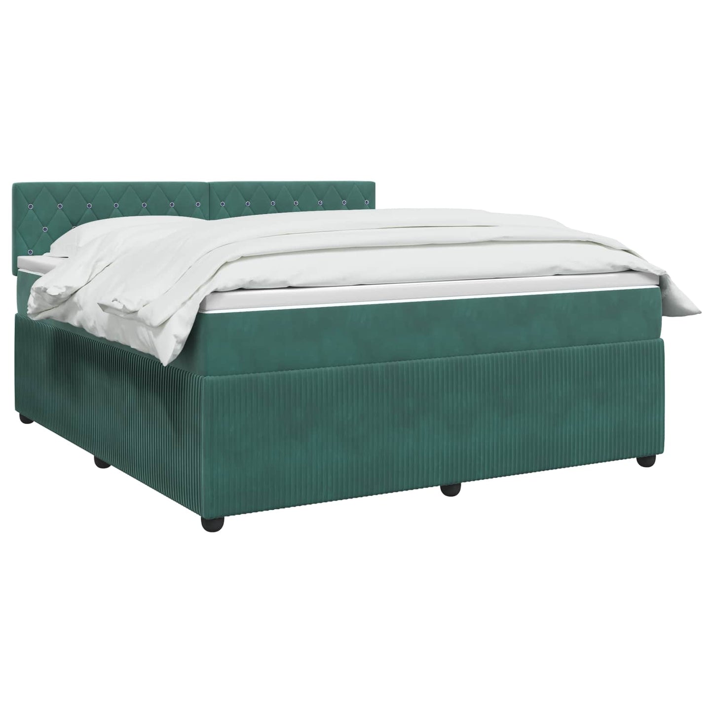 vidaXL Κρεβάτι box spring με στρώμα Σκούρο Πράσινο 140 x 200 cm