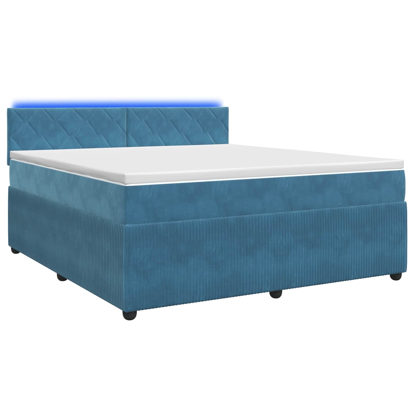 vidaXL Κρεβάτι box spring με στρώμα Μπλε 140 x 200 cm Βελούδο