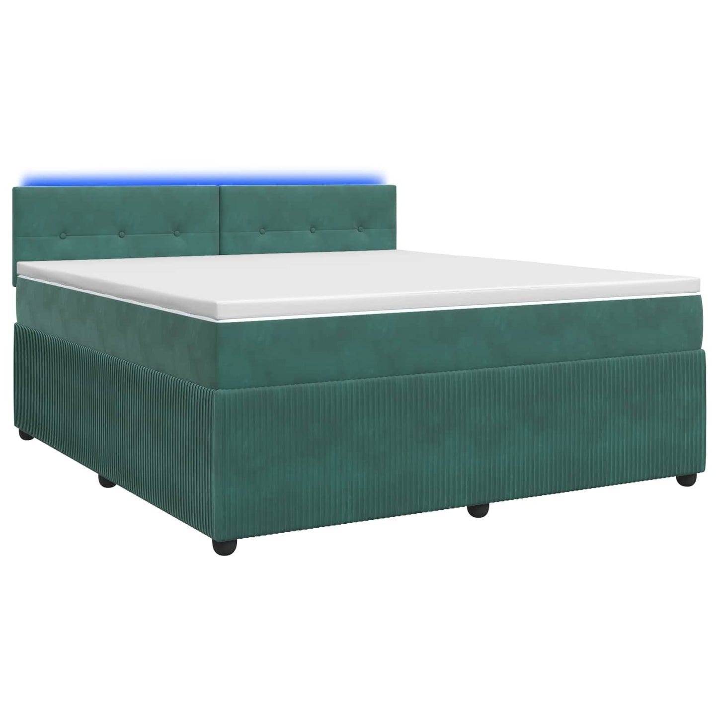 vidaXL Κρεβάτι box spring με στρώμα Σκούρο Πράσινο 160 x 200 cm