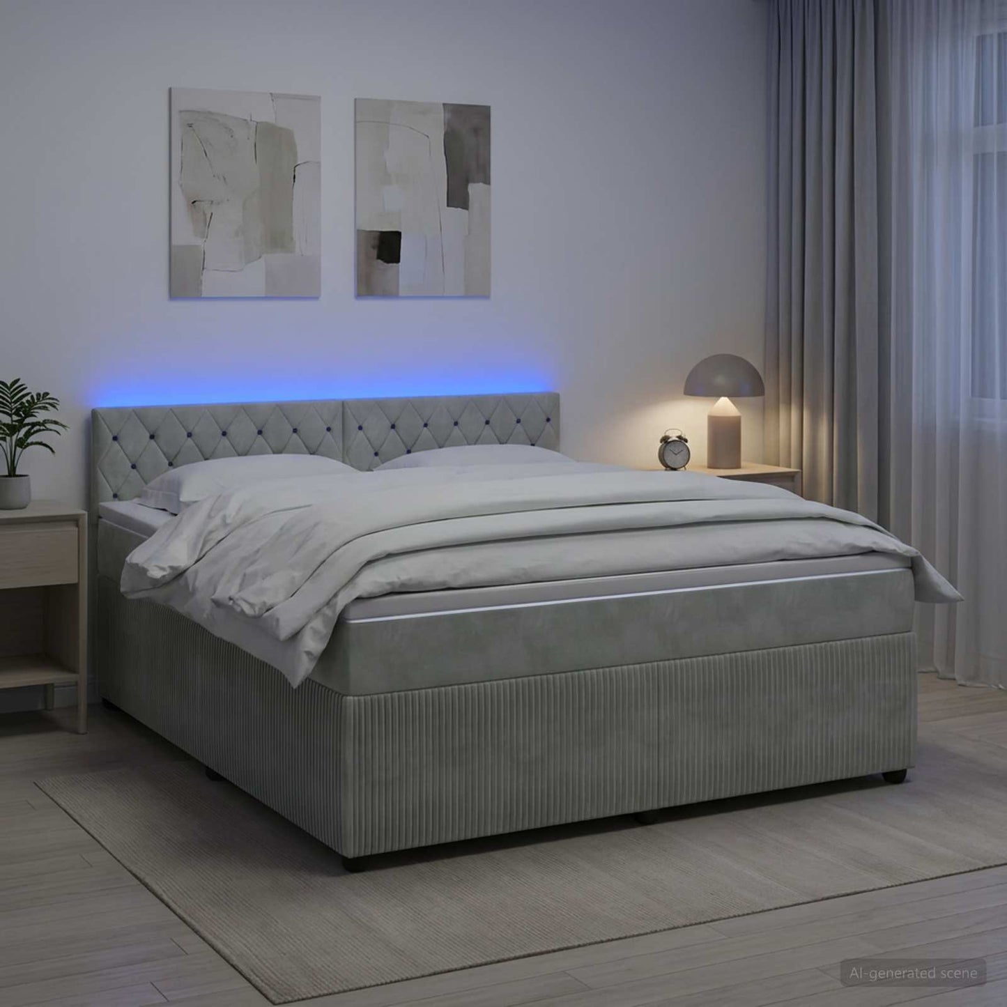 vidaXL Κρεβάτι box spring με στρώμα Ανοιχτό γκρι 140 x 190 cm Βελούδο