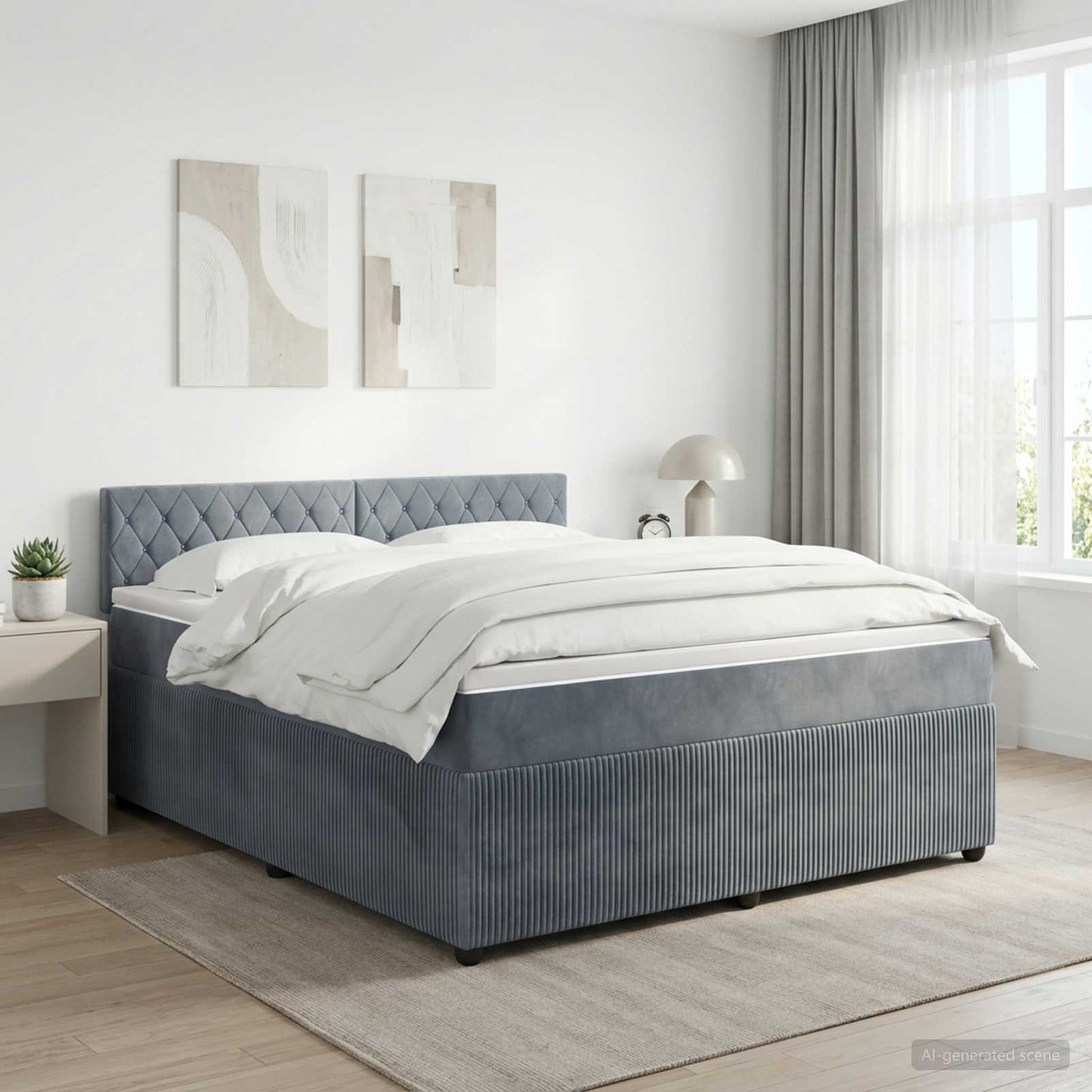 vidaXL Κρεβάτι box spring με στρώμα Σκούρο Γκρι 160 x 200 cm Βελούδο