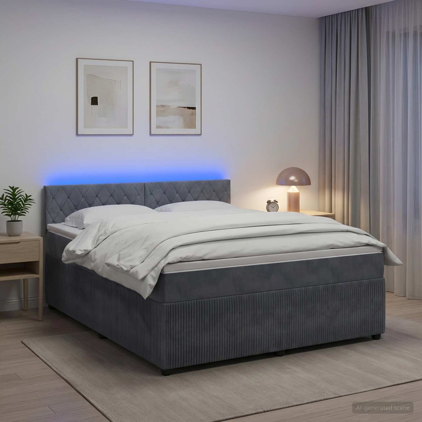 vidaXL Κρεβάτι box spring με στρώμα Σκούρο Γκρι 160 x 200 cm Βελούδο