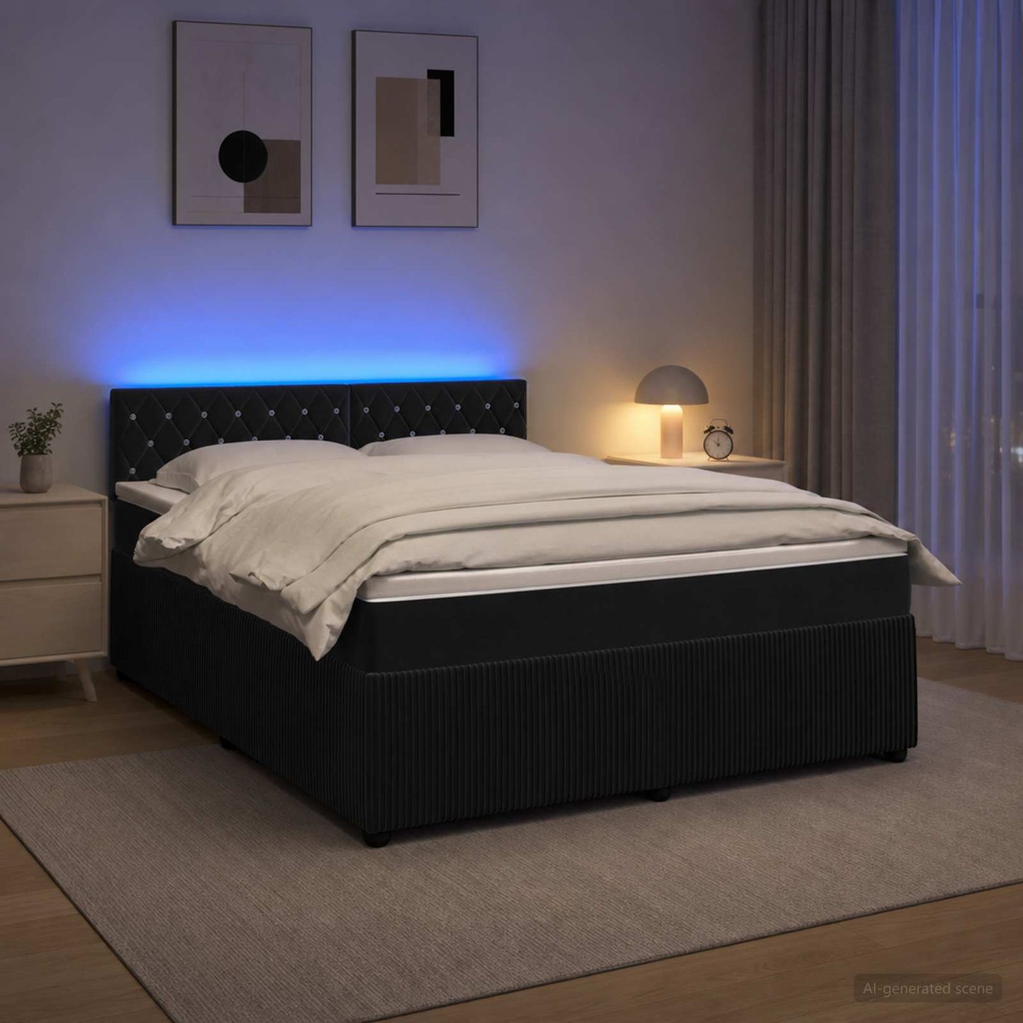 vidaXL Κρεβάτι box spring με στρώμα Μαύρο 180 x 200 cm Βελούδο