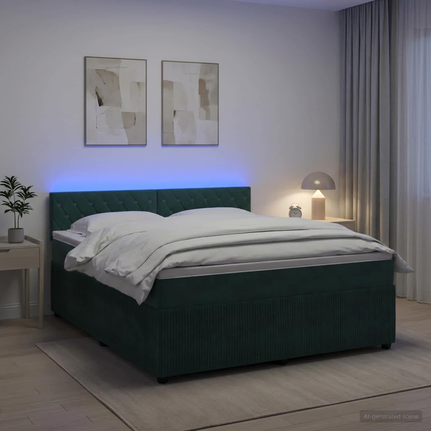 vidaXL Κρεβάτι box spring με στρώμα Σκούρο Πράσινο 160 x 200 cm