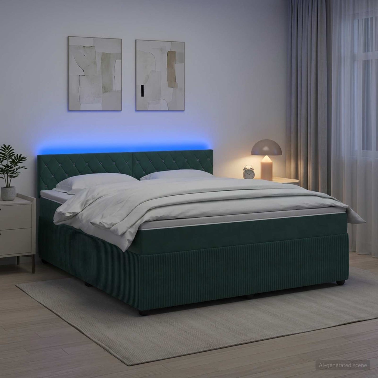 vidaXL Κρεβάτι box spring με στρώμα Σκούρο Πράσινο 140 x 200 cm
