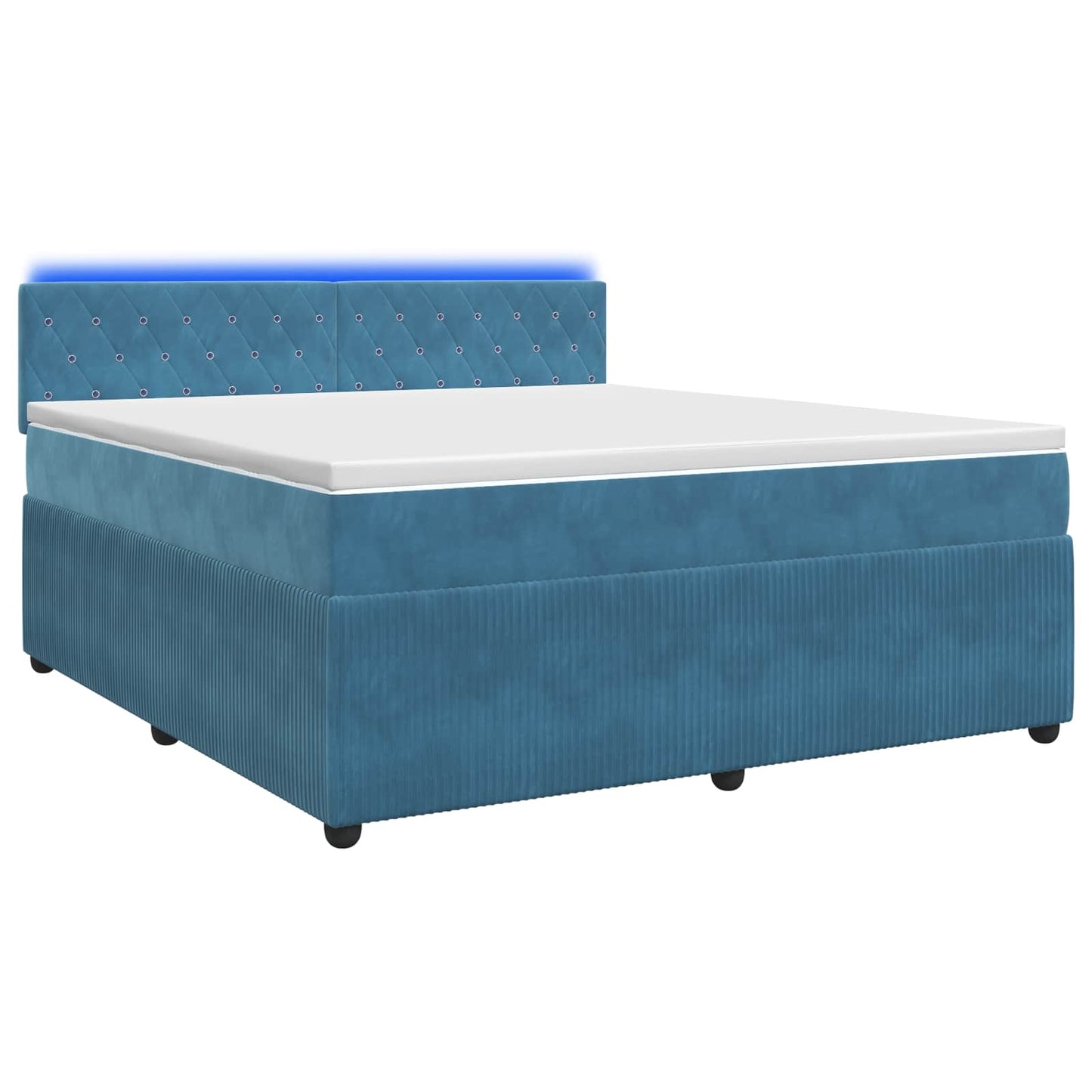 vidaXL Κρεβάτι box spring με στρώμα Μπλε 180 x 200 cm Βελούδο
