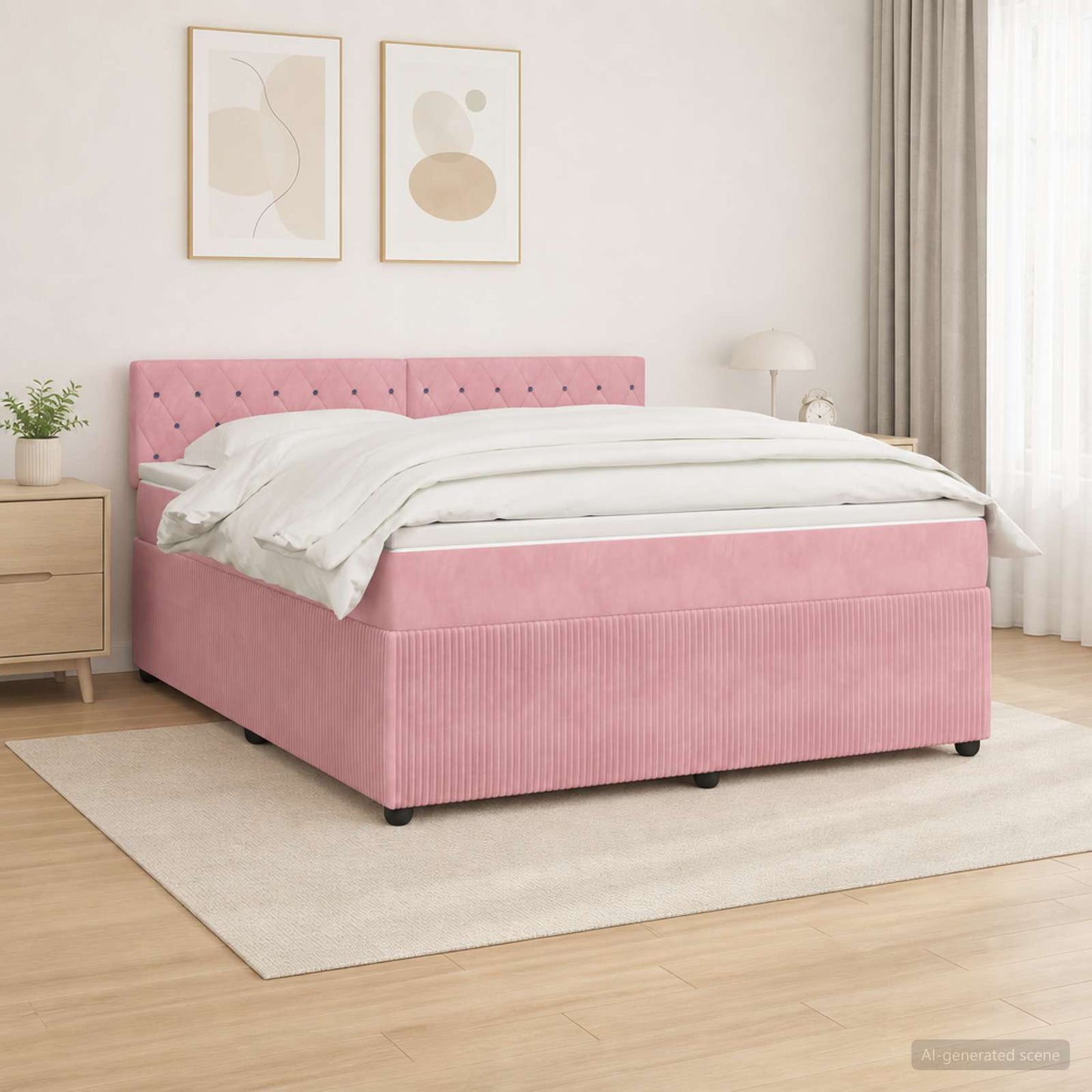 vidaXL Κρεβάτι box spring με στρώμα Ροζ 140 x 200 cm Βελούδο