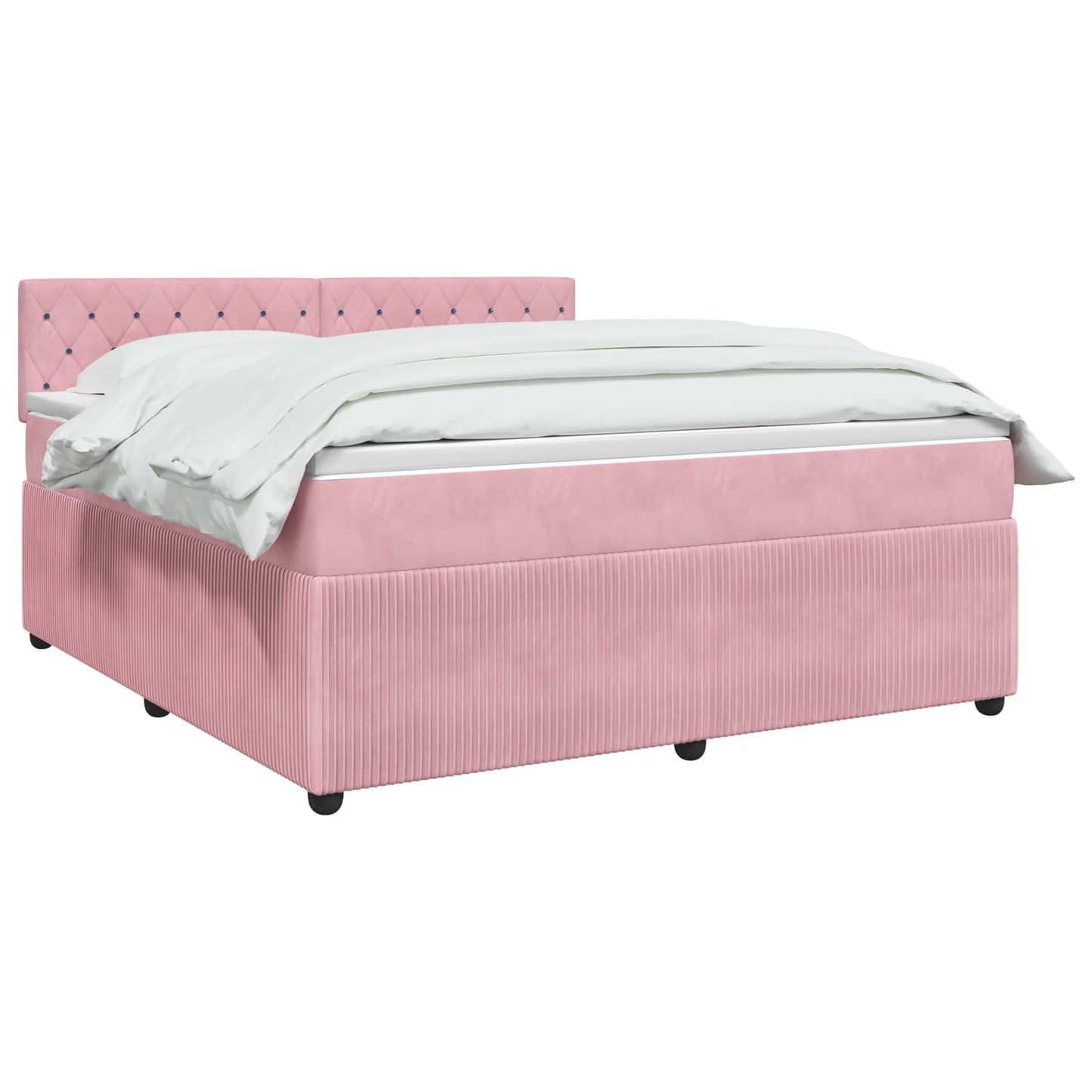 vidaXL Κρεβάτι box spring με στρώμα Ροζ 180 x 200 cm Βελούδο