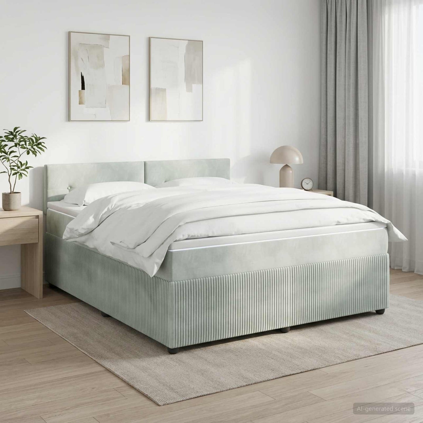 vidaXL Κρεβάτι box spring με στρώμα Ανοιχτό γκρι 140 x 190 cm Βελούδο