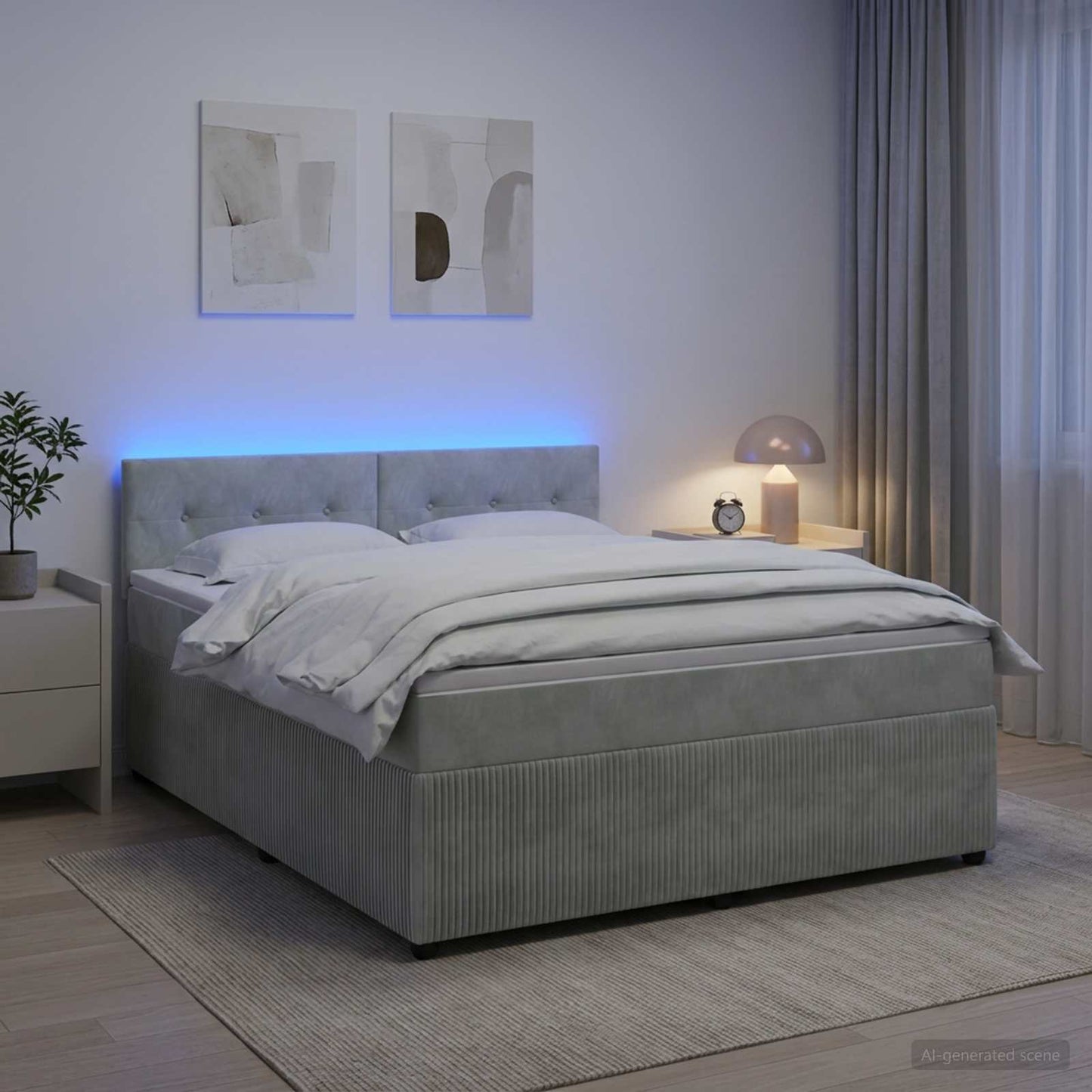 vidaXL Κρεβάτι box spring με στρώμα Ανοιχτό γκρι 160 x 200 cm Βελούδο