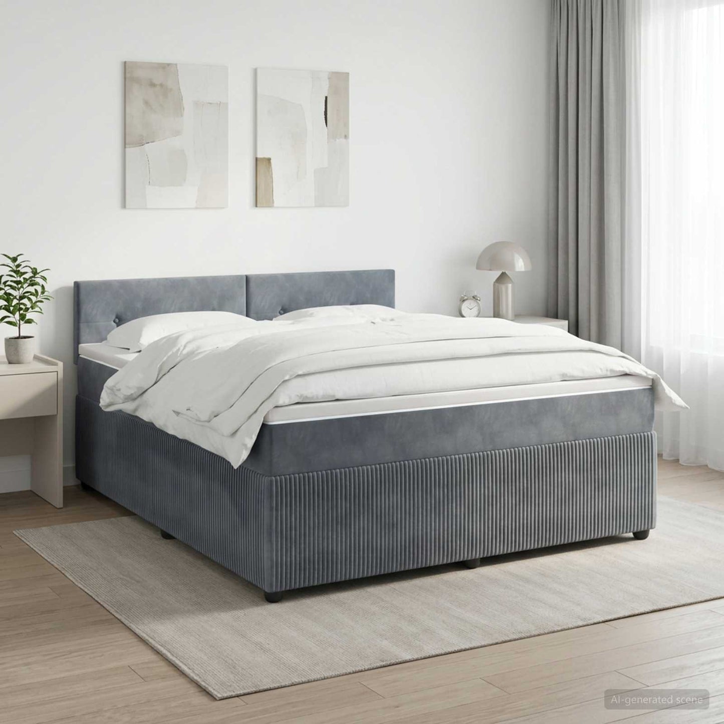 vidaXL Κρεβάτι box spring με στρώμα Σκούρο Γκρι 140 x 190 cm Βελούδο