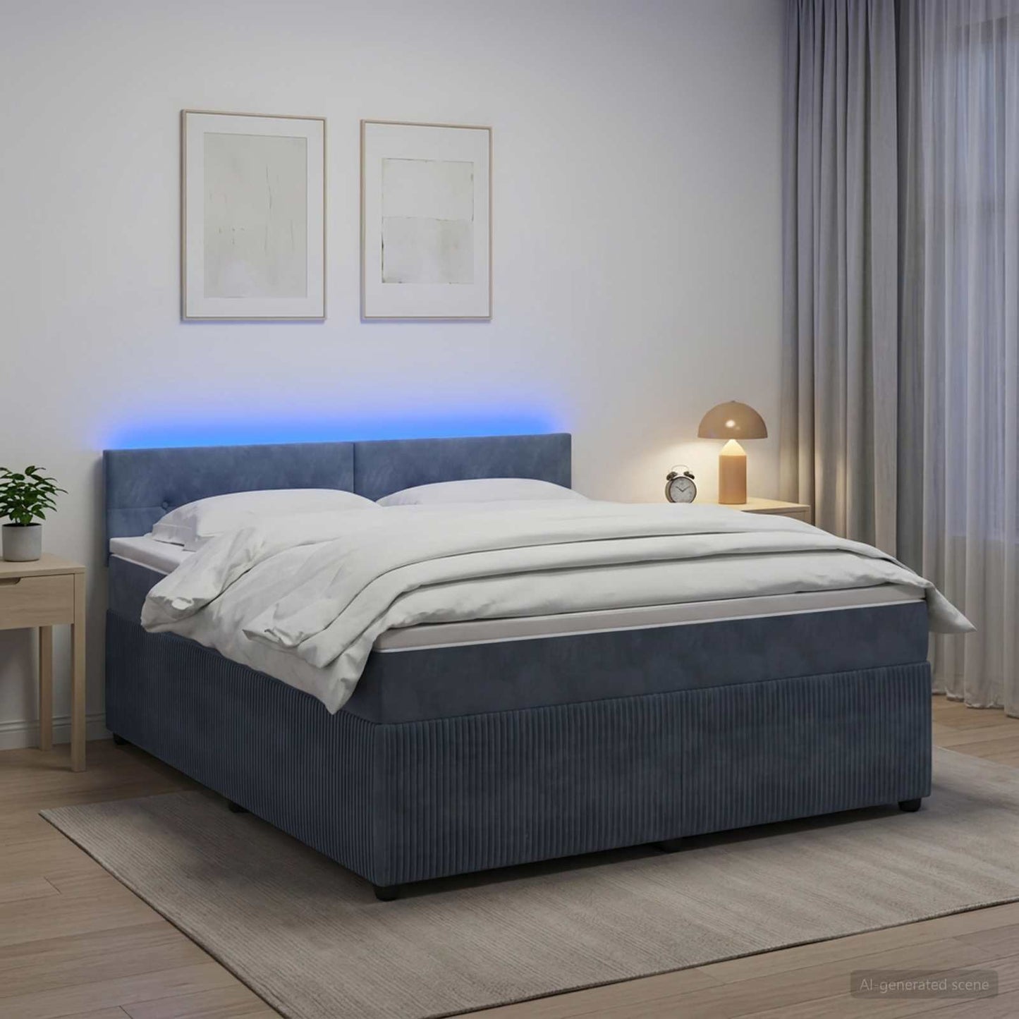 vidaXL Κρεβάτι box spring με στρώμα Σκούρο Γκρι 140 x 200 cm Βελούδο