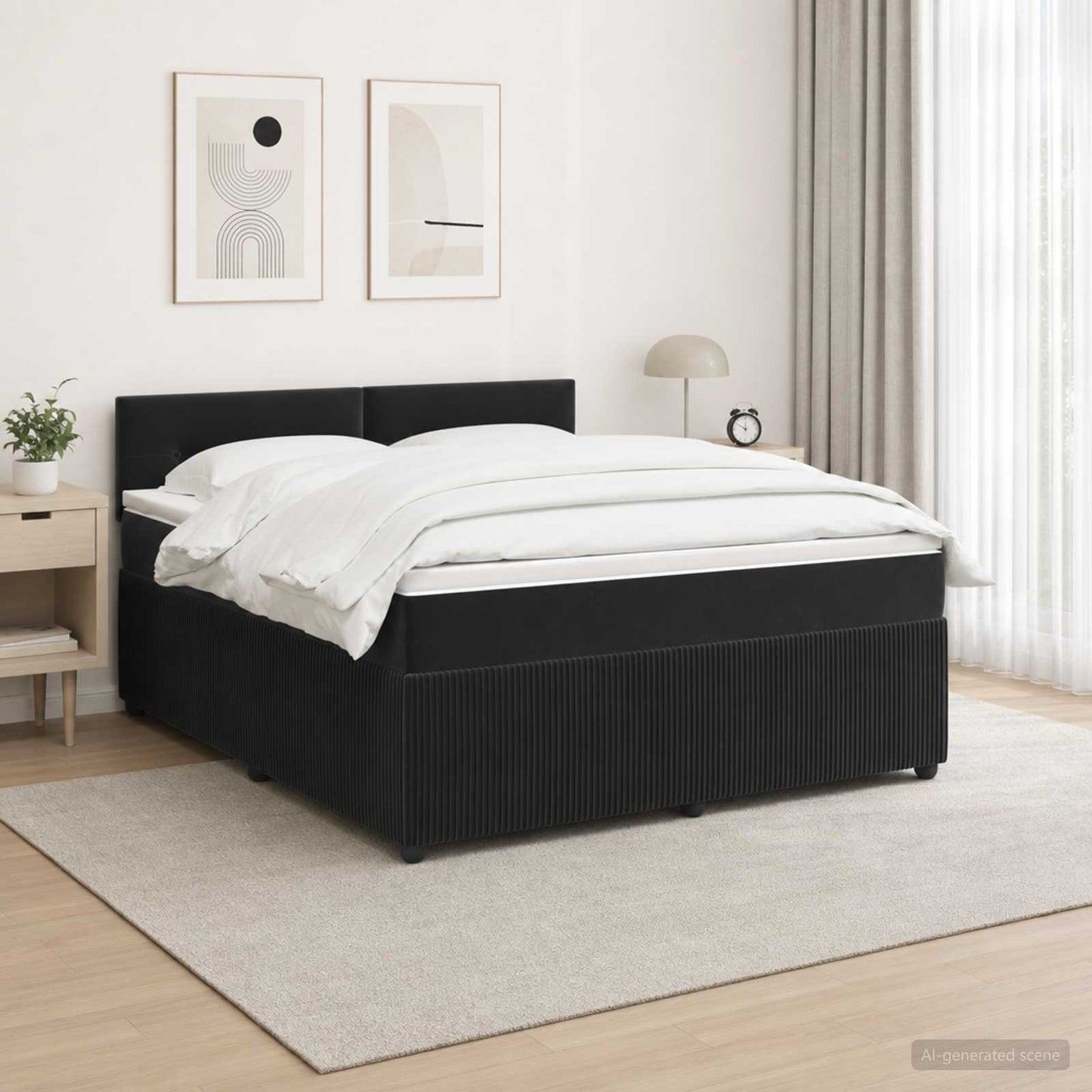 vidaXL Κρεβάτι box spring με στρώμα Μαύρο 140 x 190 cm Βελούδο