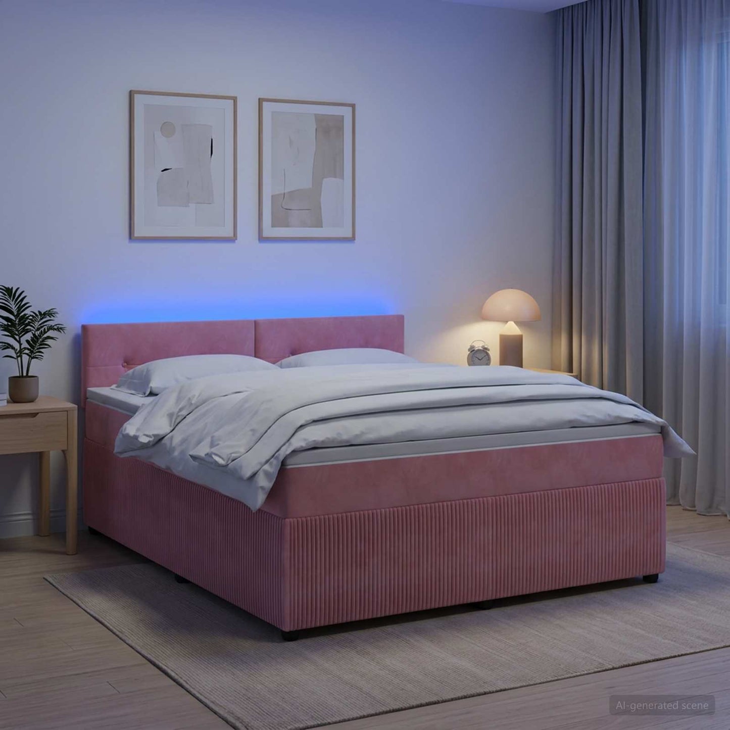vidaXL Κρεβάτι box spring με στρώμα Ροζ 160 x 200 cm Βελούδο