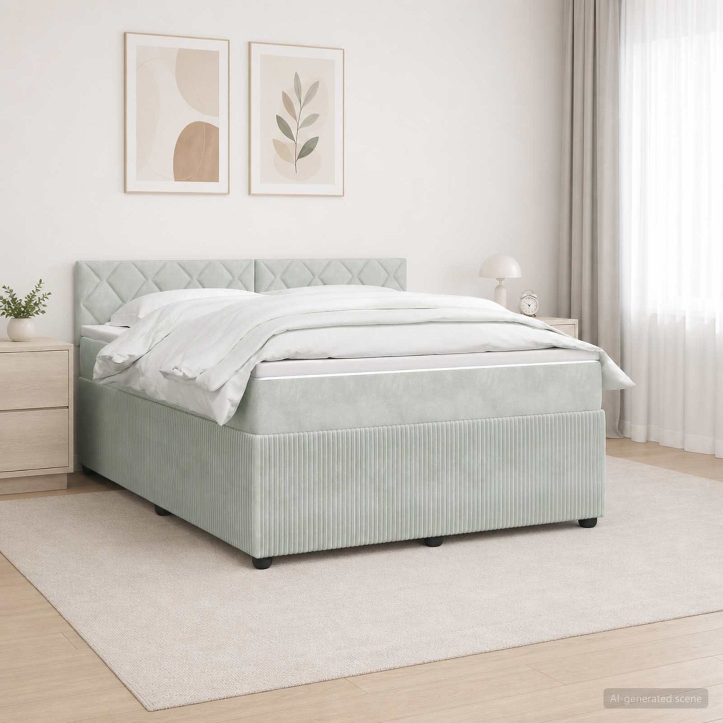 vidaXL Κρεβάτι box spring με στρώμα Ανοιχτό γκρι 140 x 200 cm Βελούδο